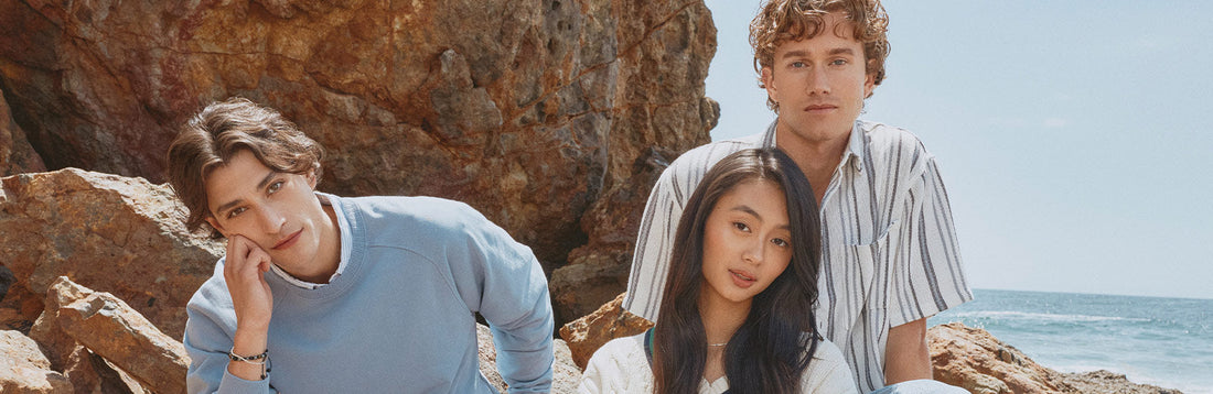 image of models posing at the beach