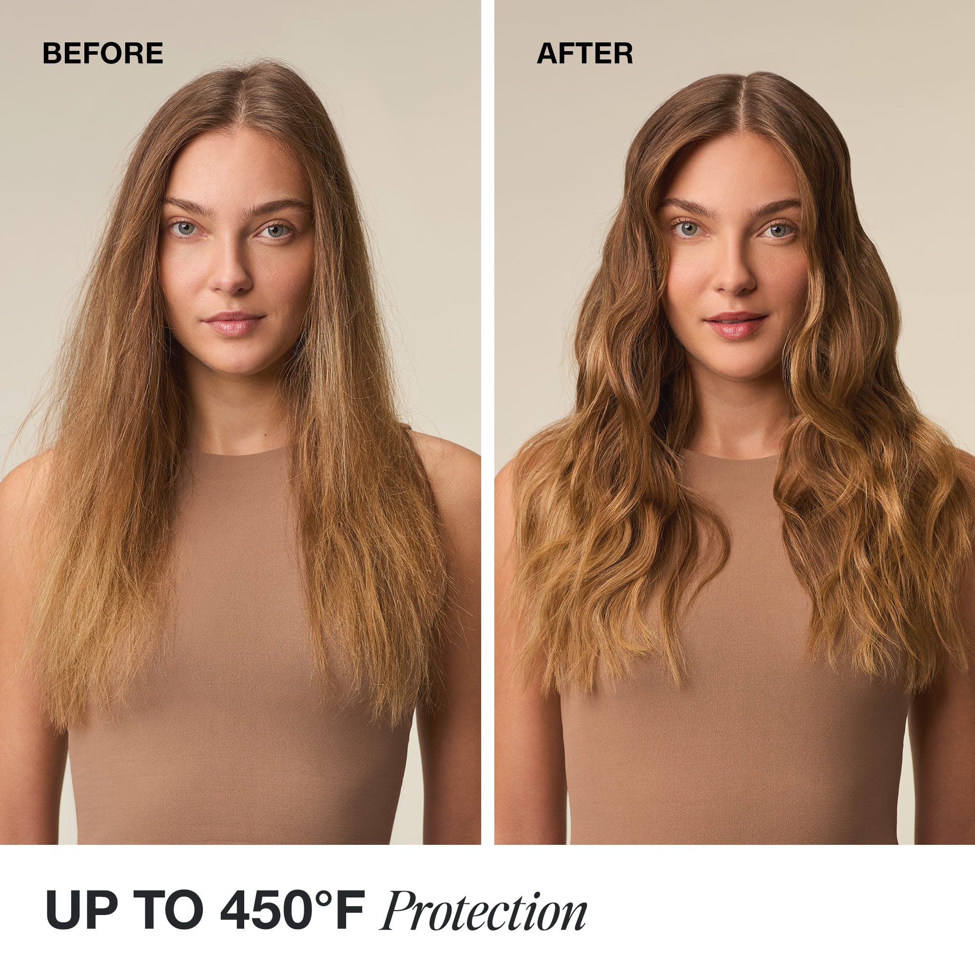 Hair looks healthier after using Paul Mitchell 15-In-1 Spray thanks to up to 450ºF thermal protection.