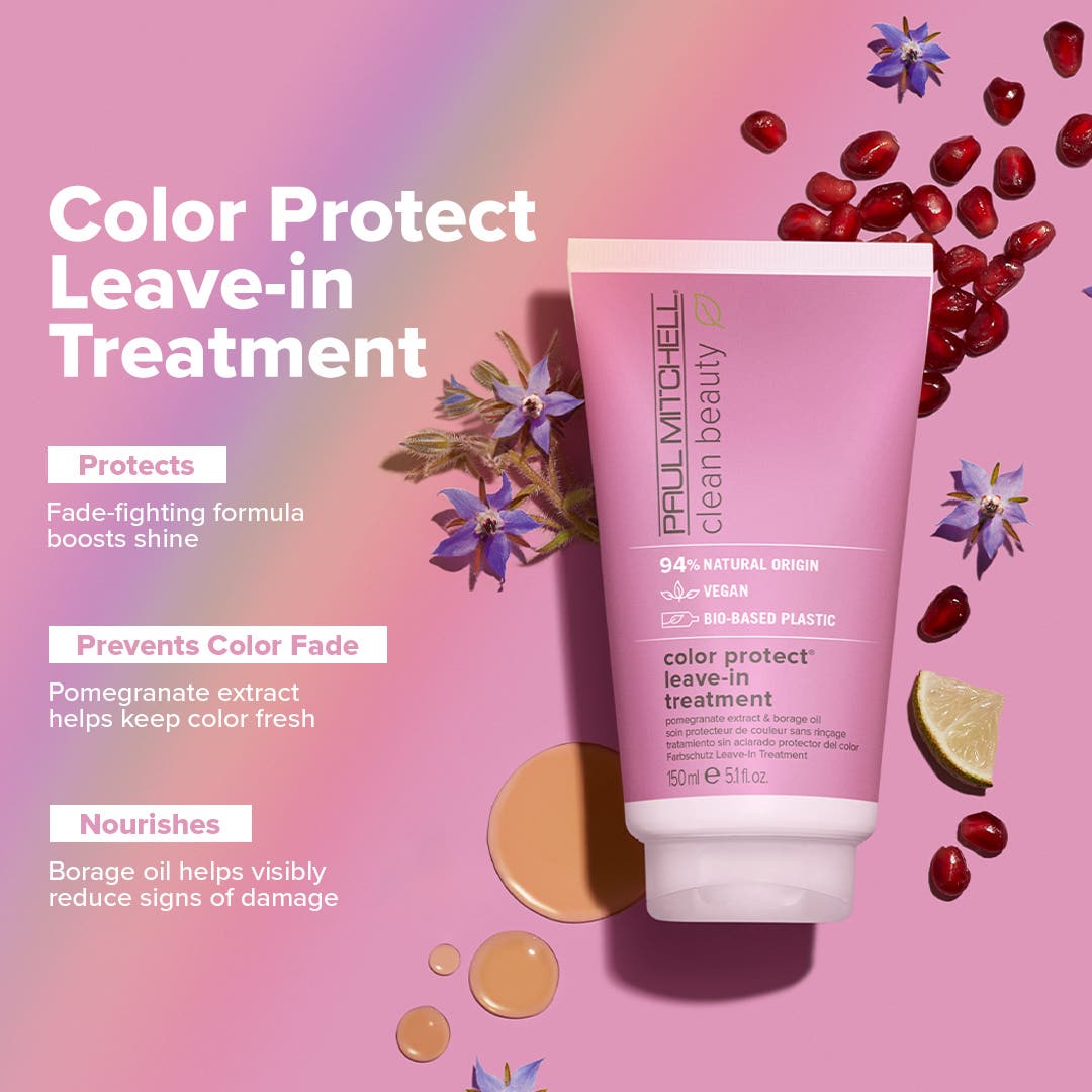 Clean Beauty Color Protect Leave-In Treatment features & benefits infographic