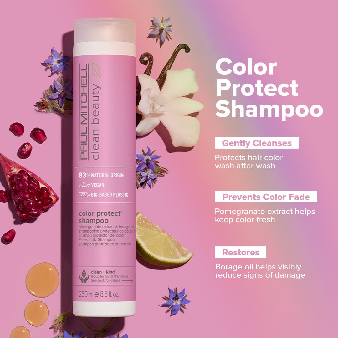 Clean Beauty Color Protect Shampoo features & benefits infographic