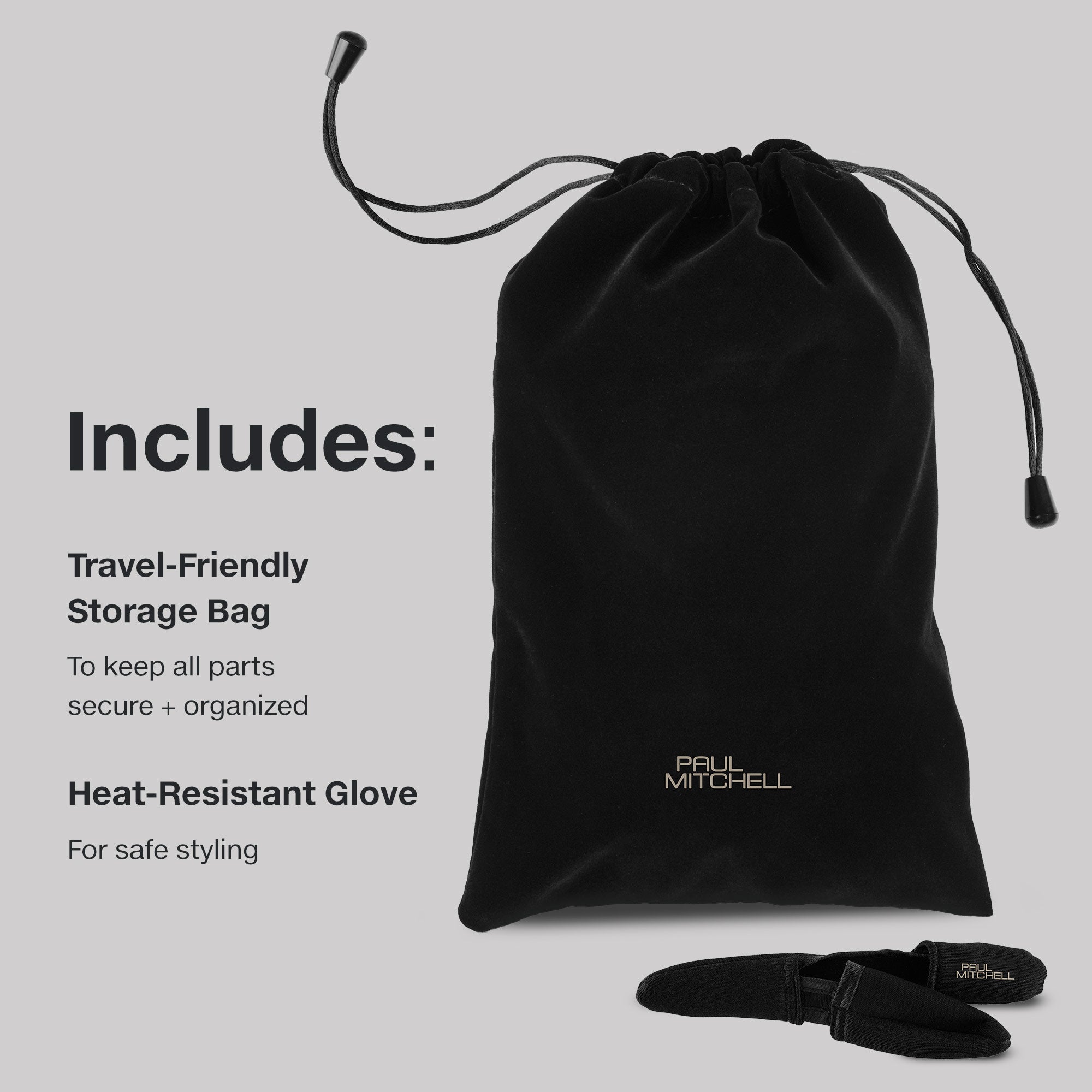 The Paul Mitchell 3-in-1 Ceramic Interchangeable Curling Iron comes with a storage bag and heat-resistant glove.
