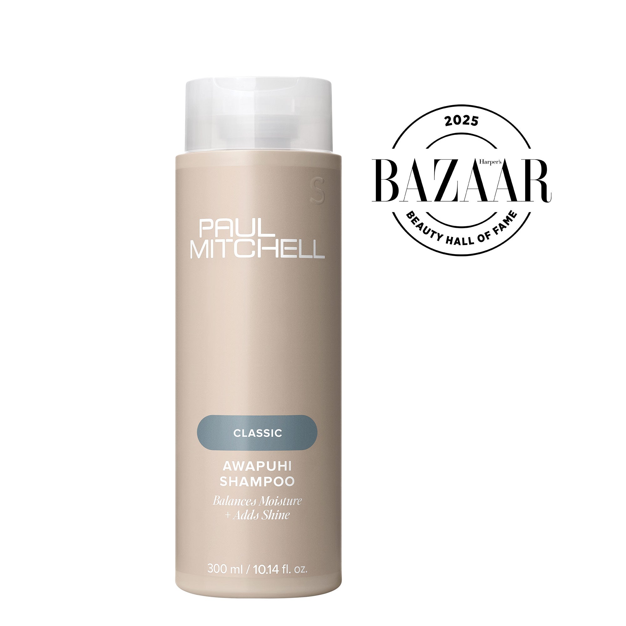 Paul Mitchell shampoo bottle with Bazaar Beauty Hall of Fame logo on a white background