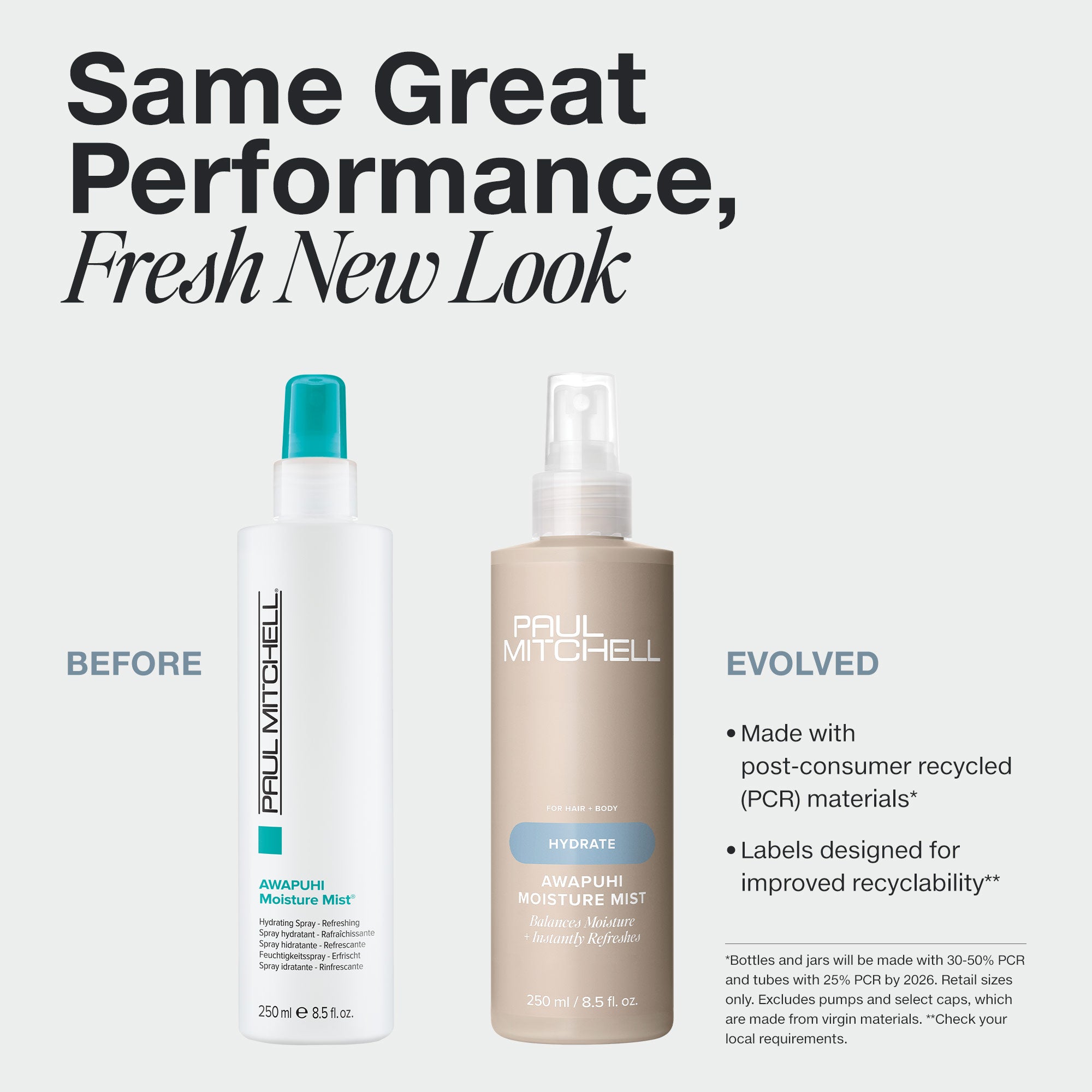 Paul Mitchell Awapuhi Moisture Mist in new PCR packaging.