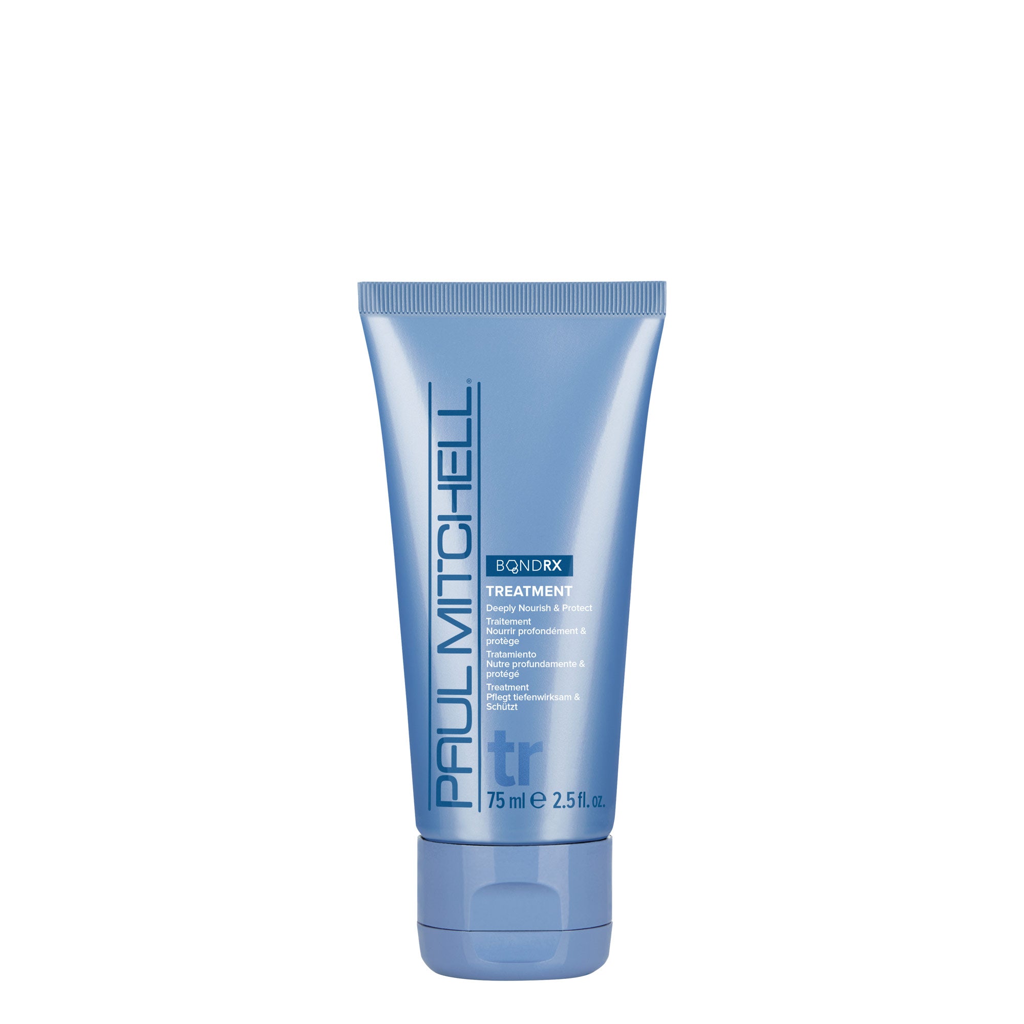 A tube of Paul Mitchell Bond Rx Treatment on a neutral background