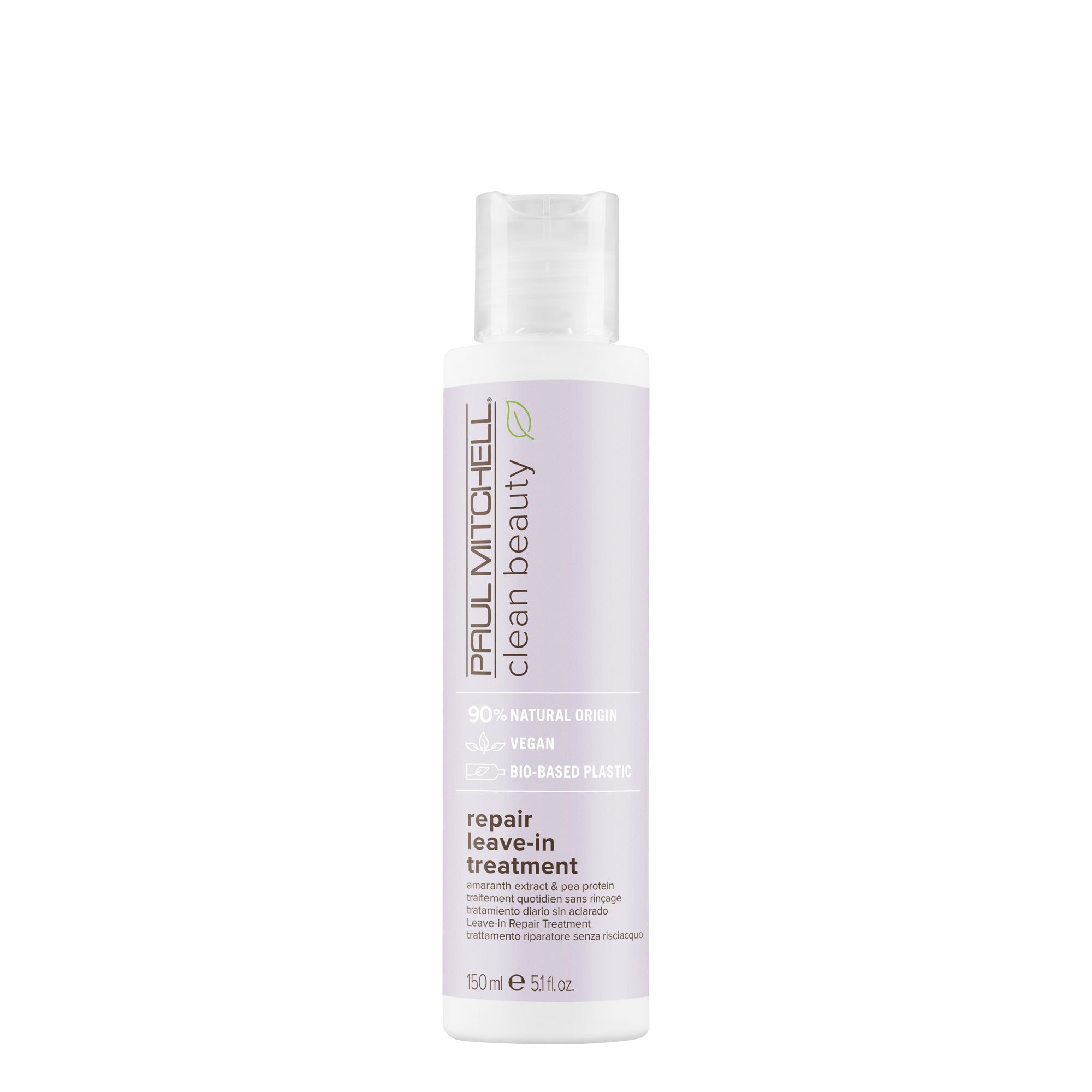 Bottle of Clean Beauty Repair Leave-In Treatment on a white background
