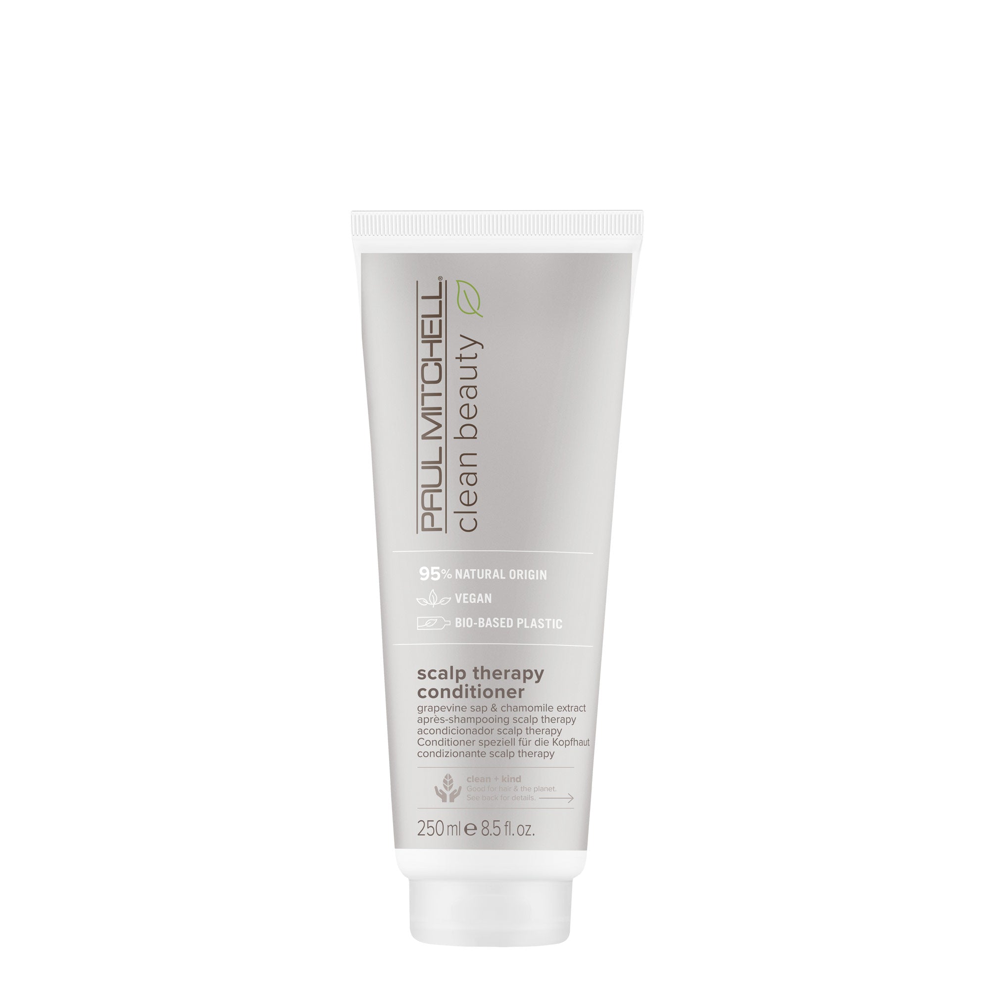 A tube of Clean Beauty Scalp Therapy Conditioner on a white background
