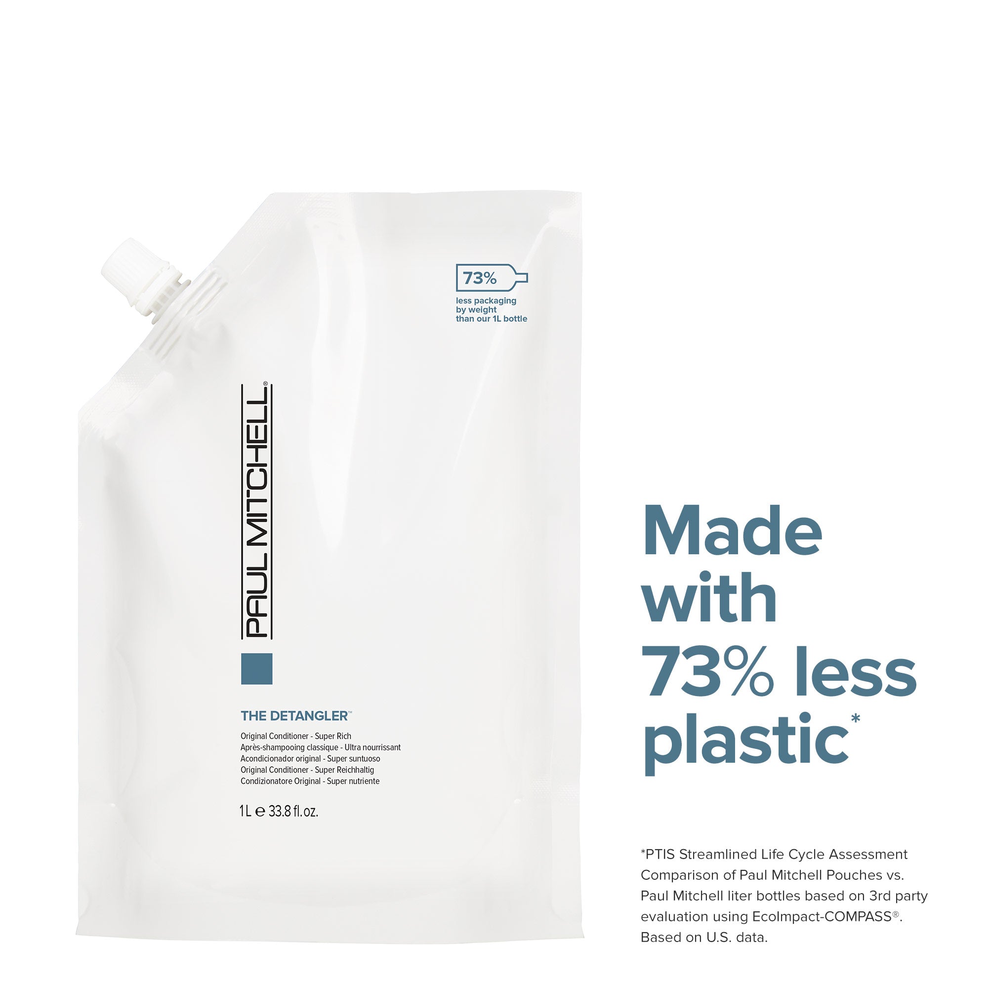 Paul Mitchell The Detangler Refill Pouch infographic on a white background