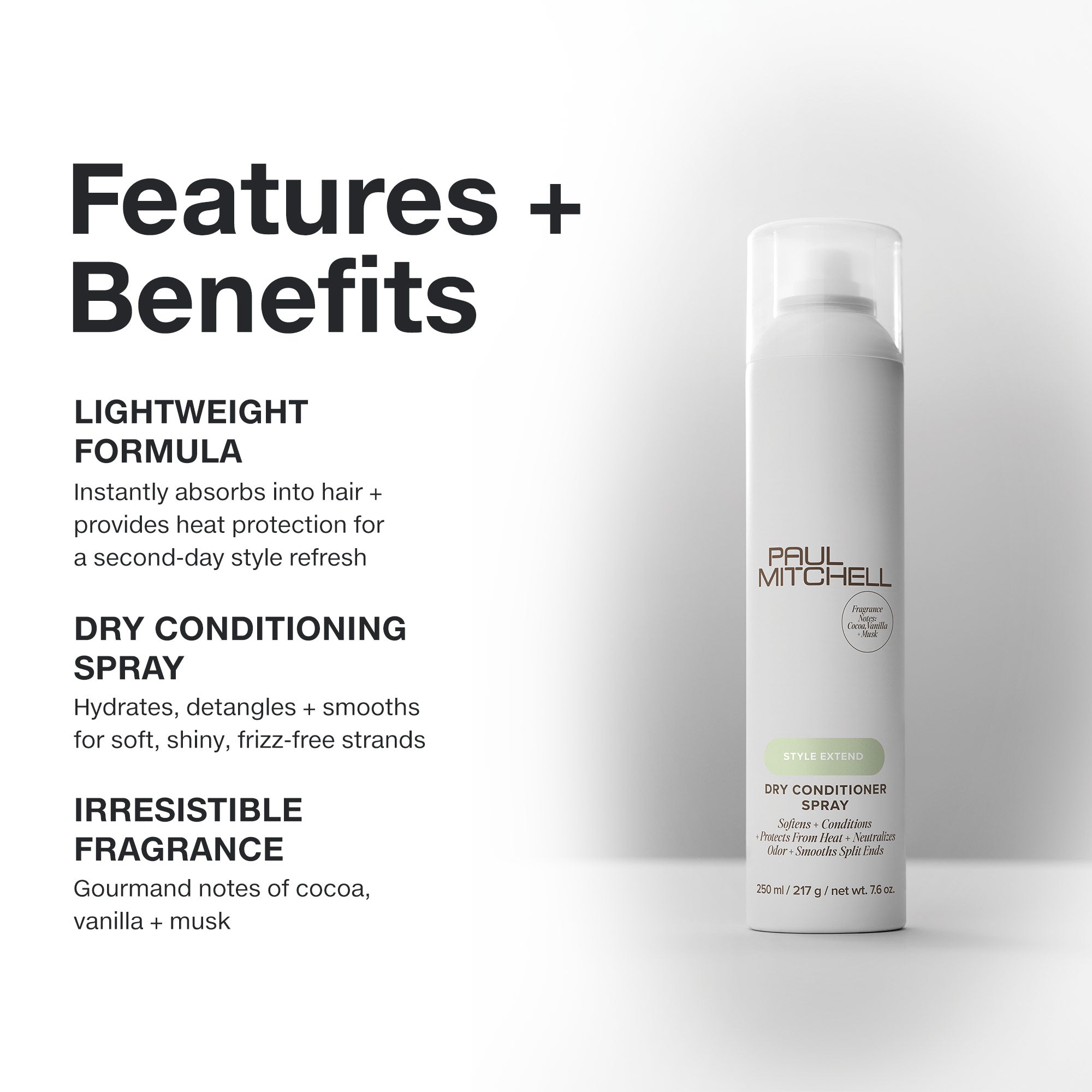Paul Mitchell Dry Conditioner Spray: lightweight formula hydrates, detangles and smooths with an irresistible all-day fragrance.