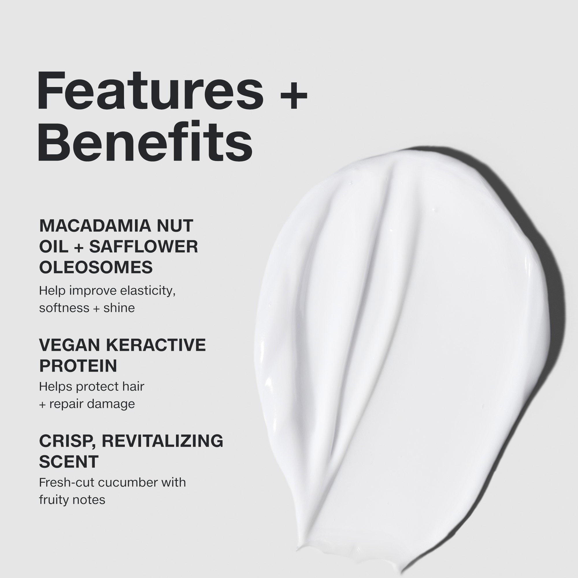 Features and benefits smear infographic for Paul Mitchell Forever Blonde Conditioner