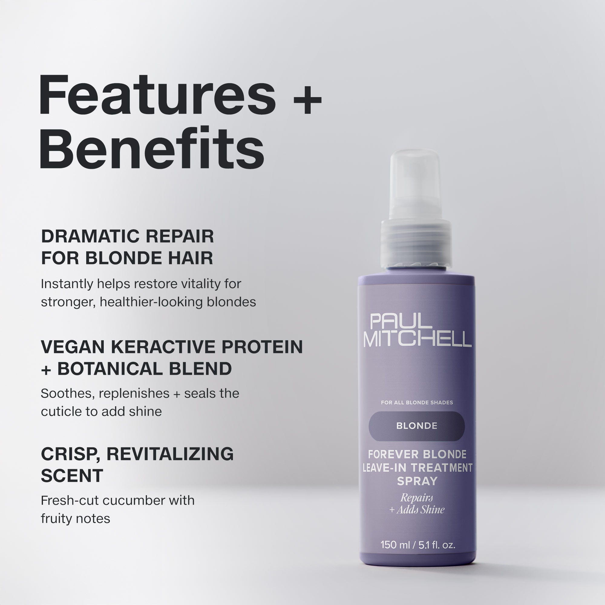 Features and benefits infographic for Forever Blonde Leave-In Treatment