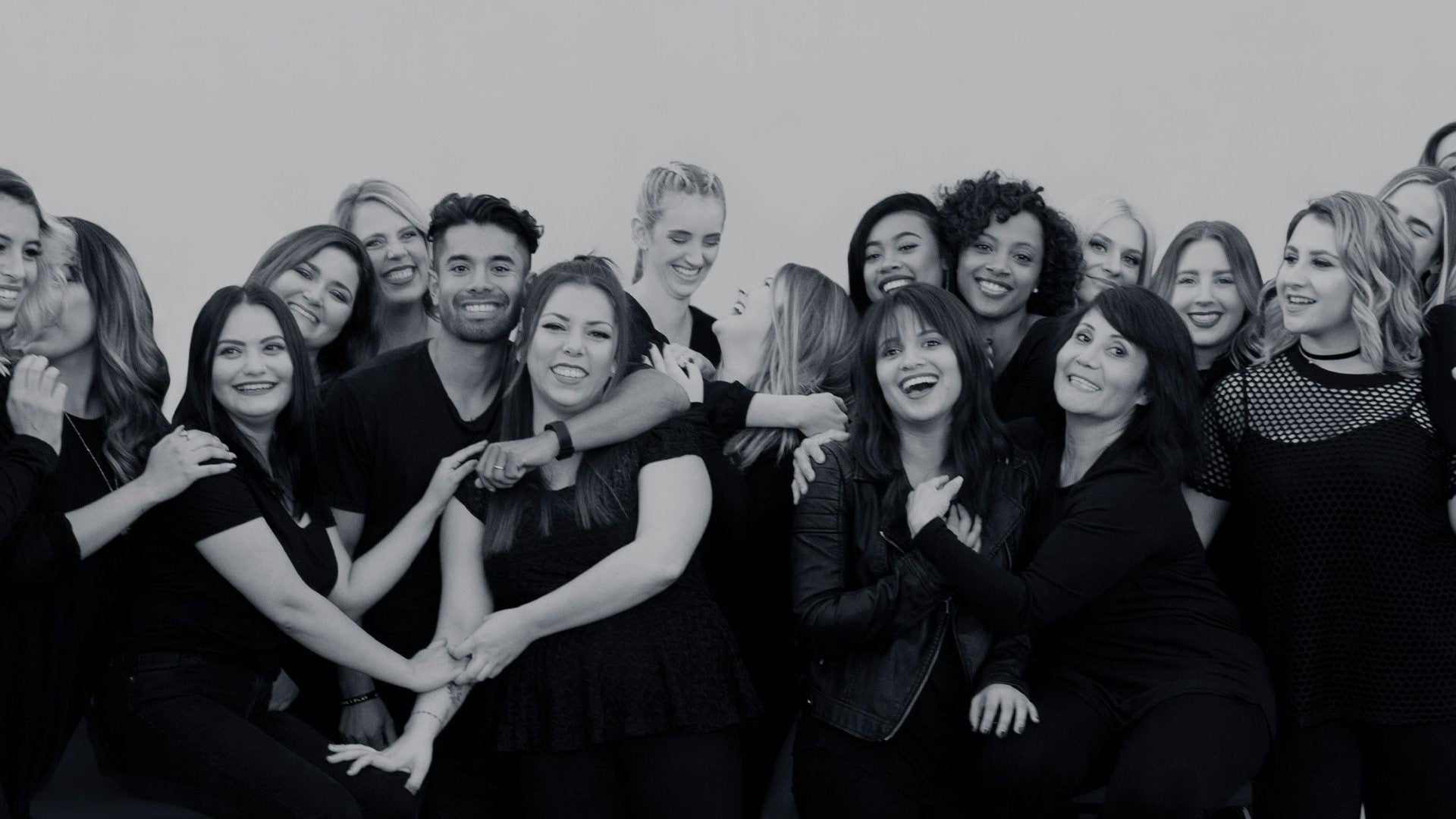 Black and white image of Paul Mitchell students