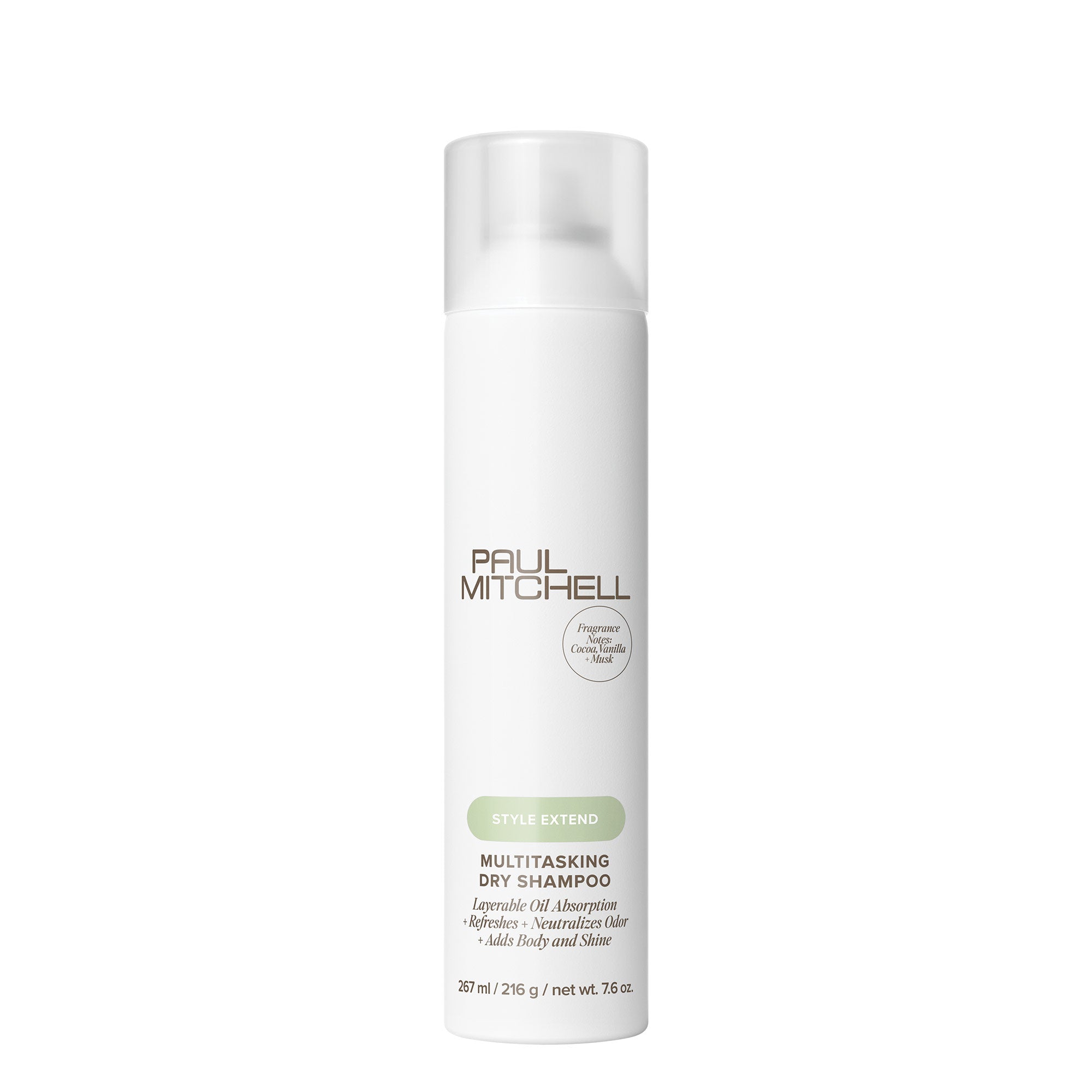Paul Mitchell Multitasking Dry Shampoo is a layerable dry shampoo that absorbs oil, adds soft body and shine.