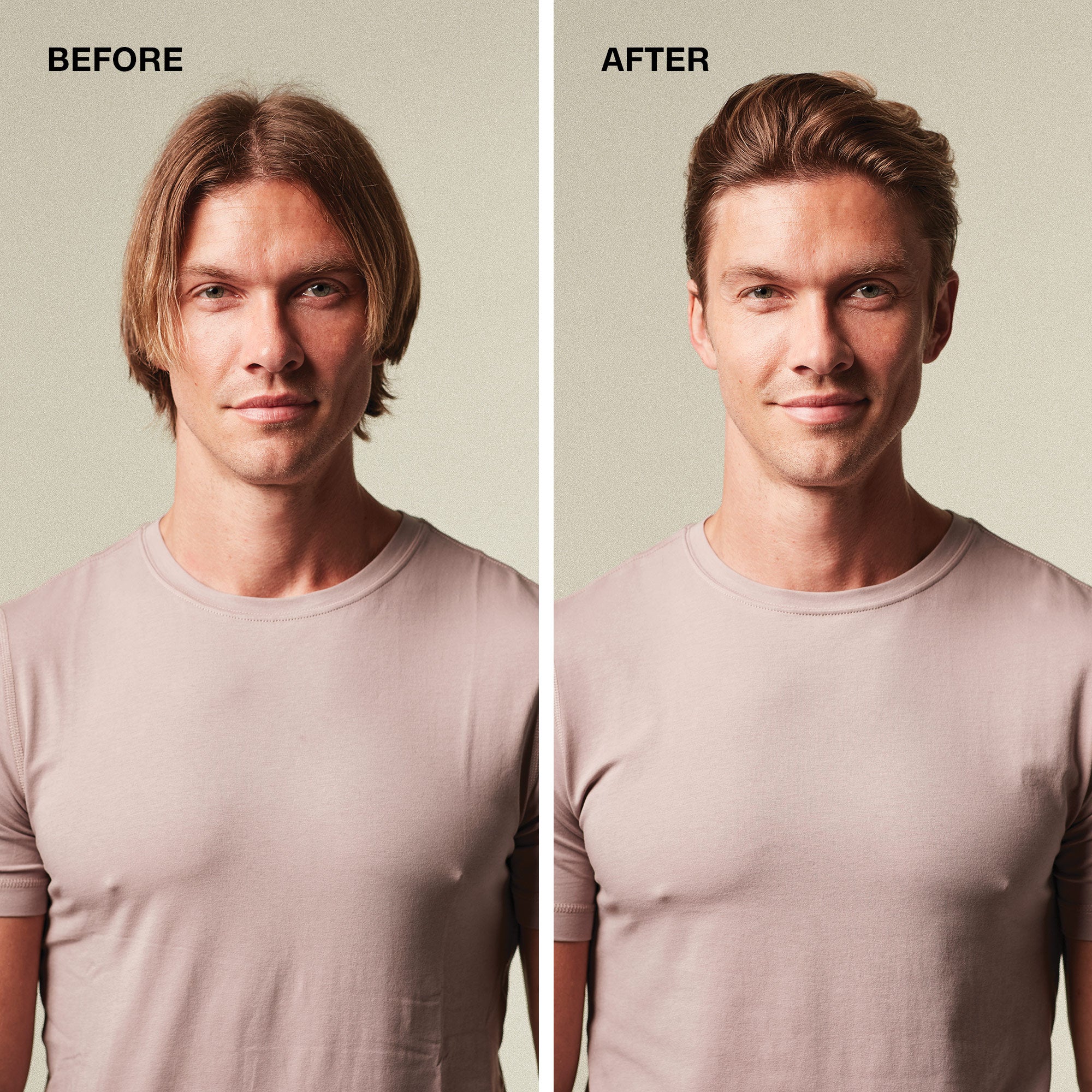 Before and after comparison when using Mitch Clean Cut Stying Cream