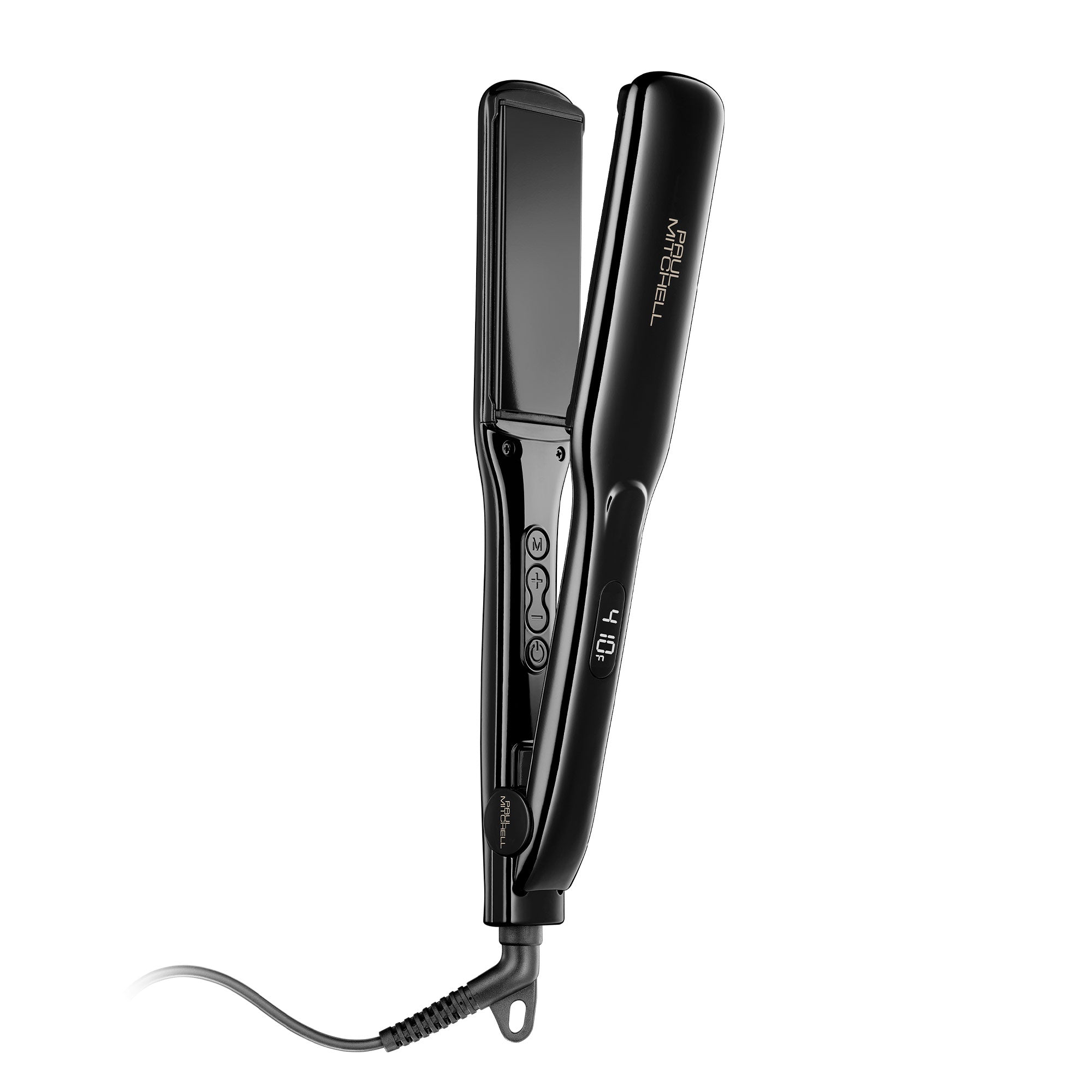 Paul Mitchell Smooth+ Ceramic Flat Iron in Black color with a classic design for smoothing all hair types on a white background