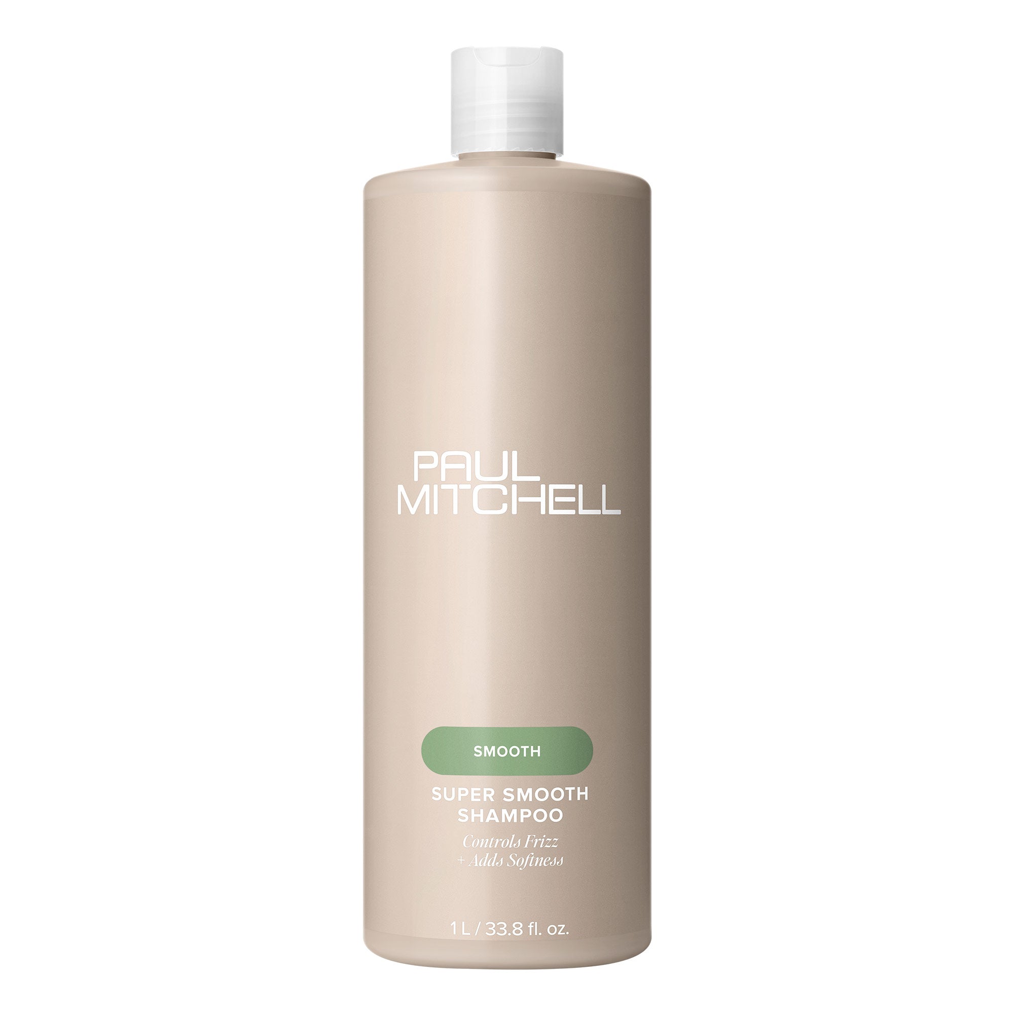A bottle of Paul Mitchell Super Smooth Shampoo with a capacity of 1000 ml.