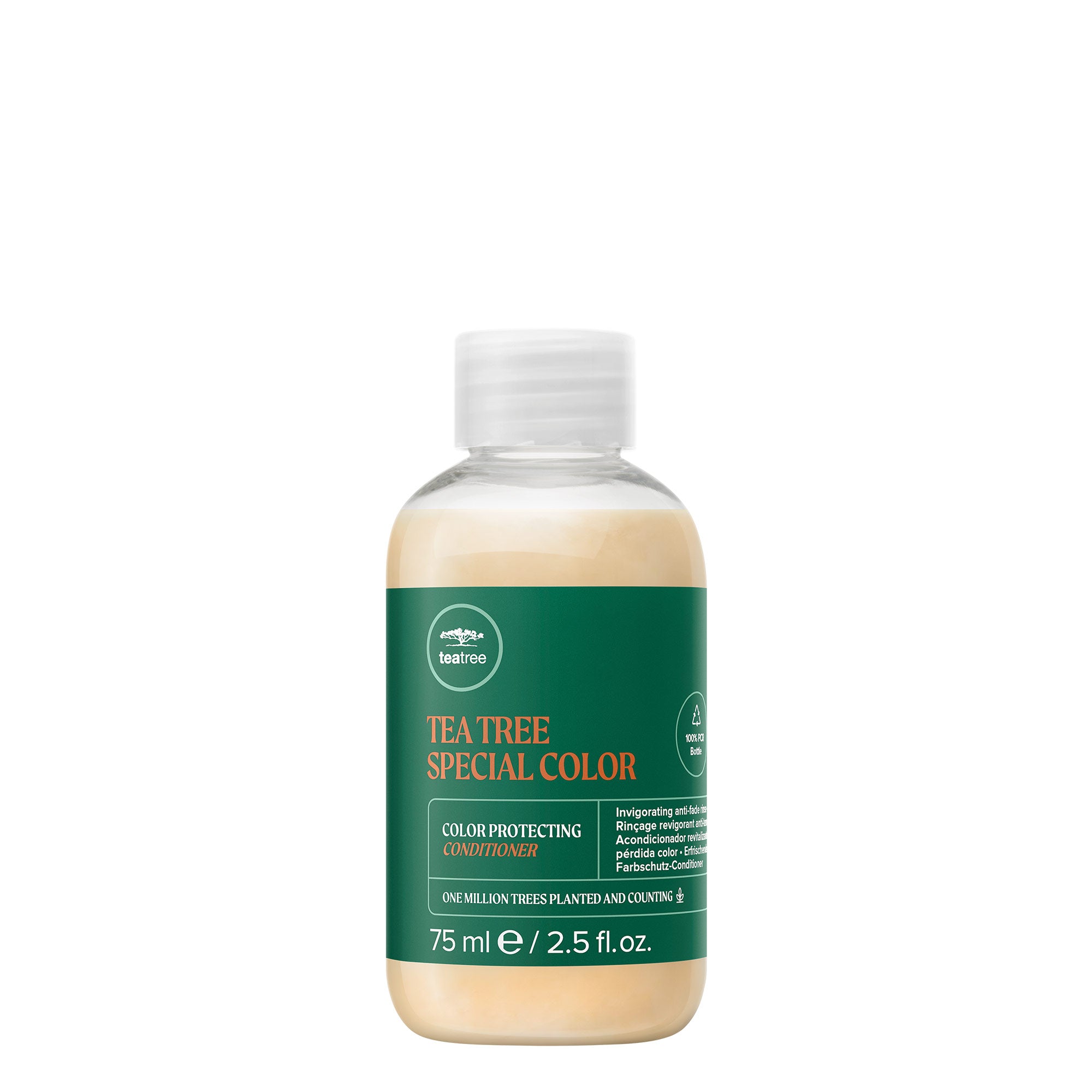 A bottle of Tea Tree Special Color Conditioner on a white background
