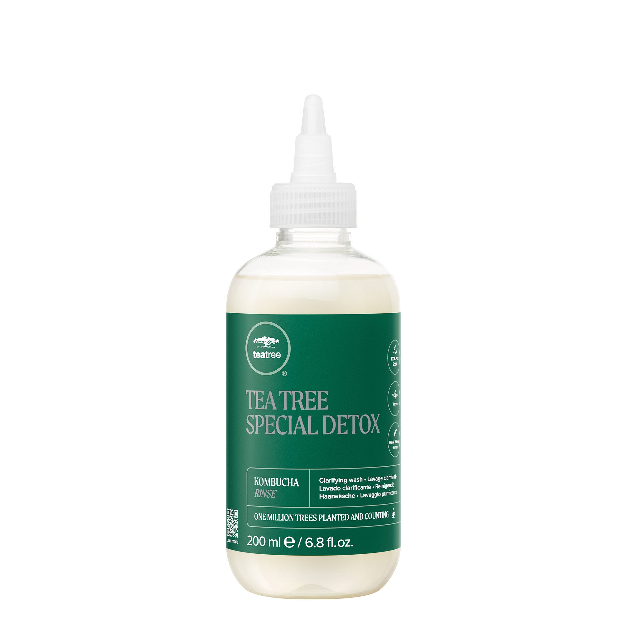 A bottle of Tea Tree Special Detox Kombucha Rinse on a white background