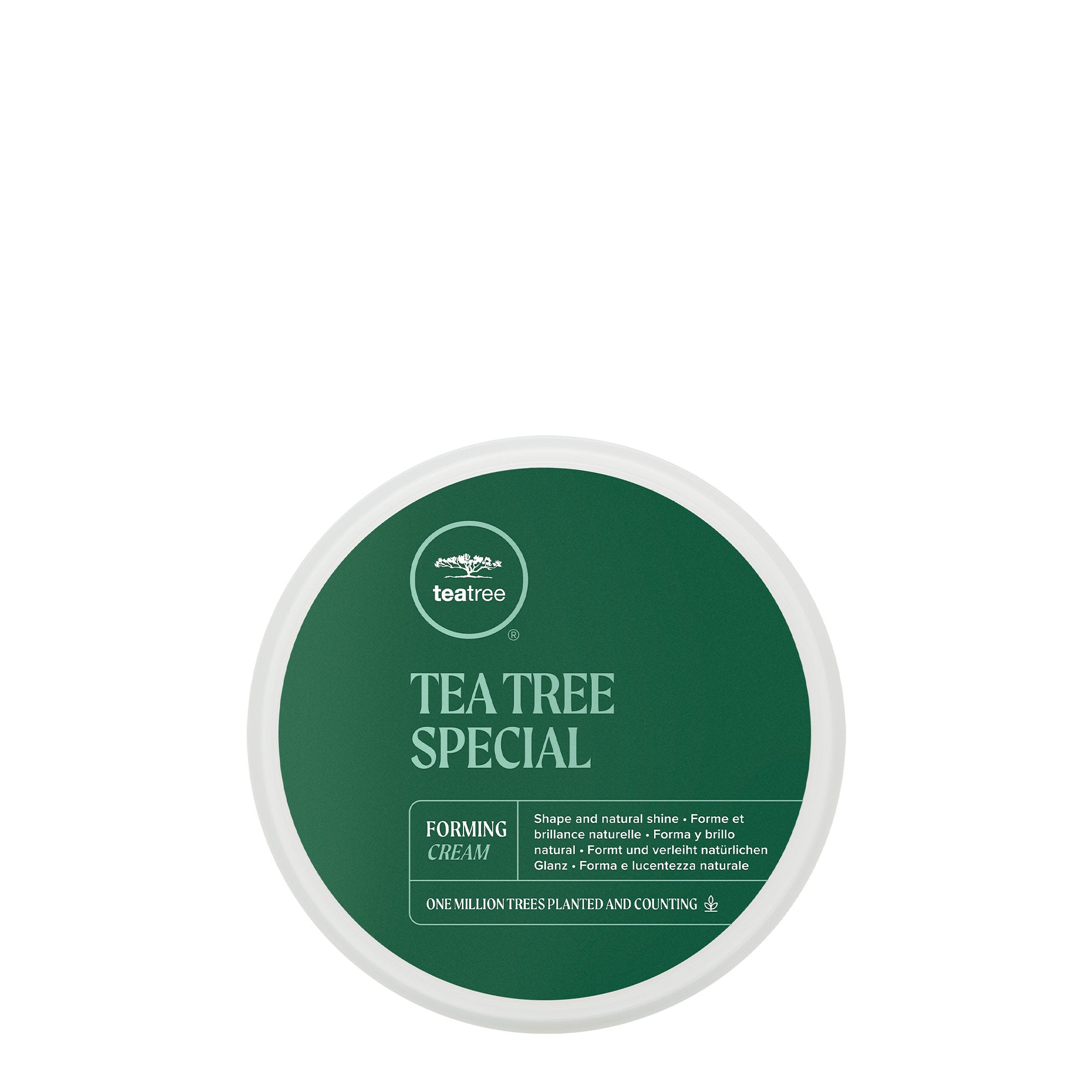A container of Tea Tree Special Forming Cream on a white background