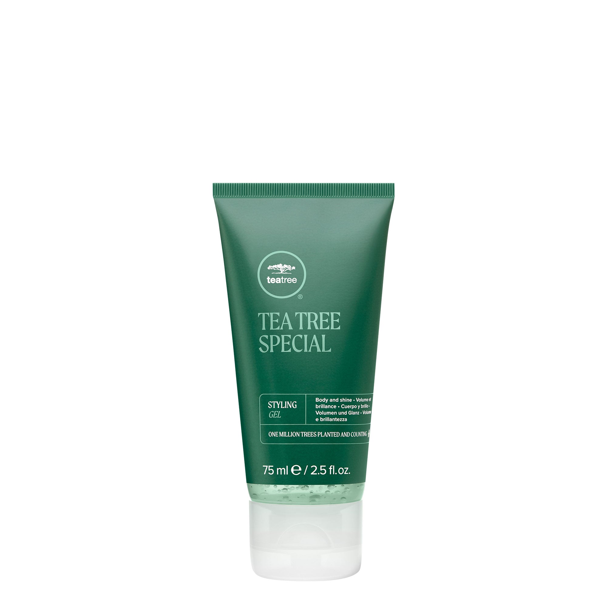 A tube of Tea Tree Styling Gel on a white background