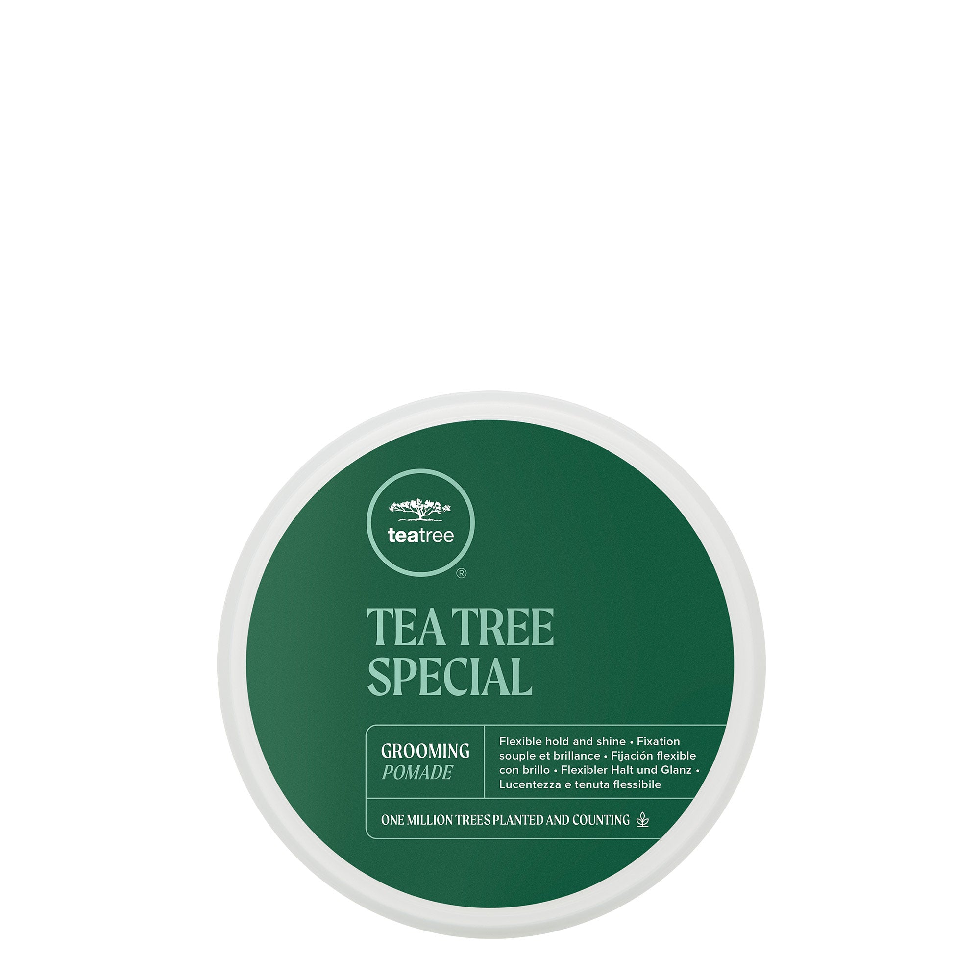 A container of Tea Tree Special Grooming Pomade on a white background