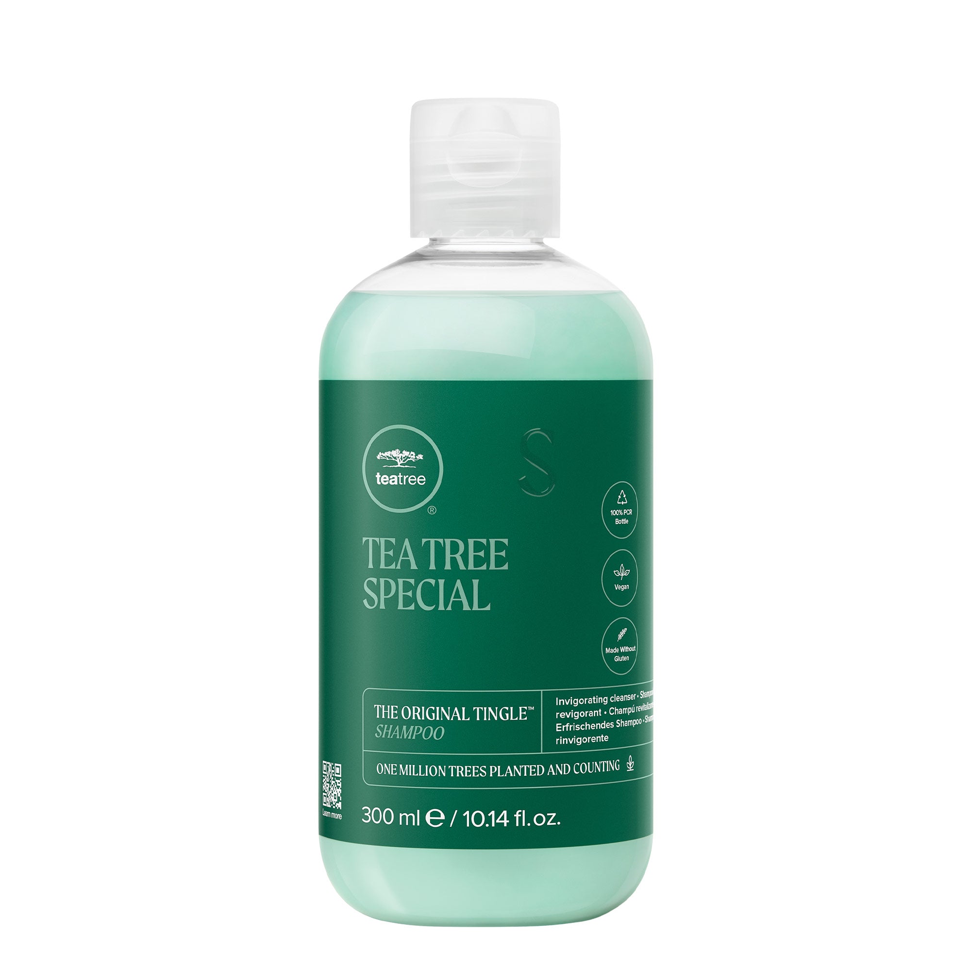 A bottle of Tea Tree Special Shampoo on a white background