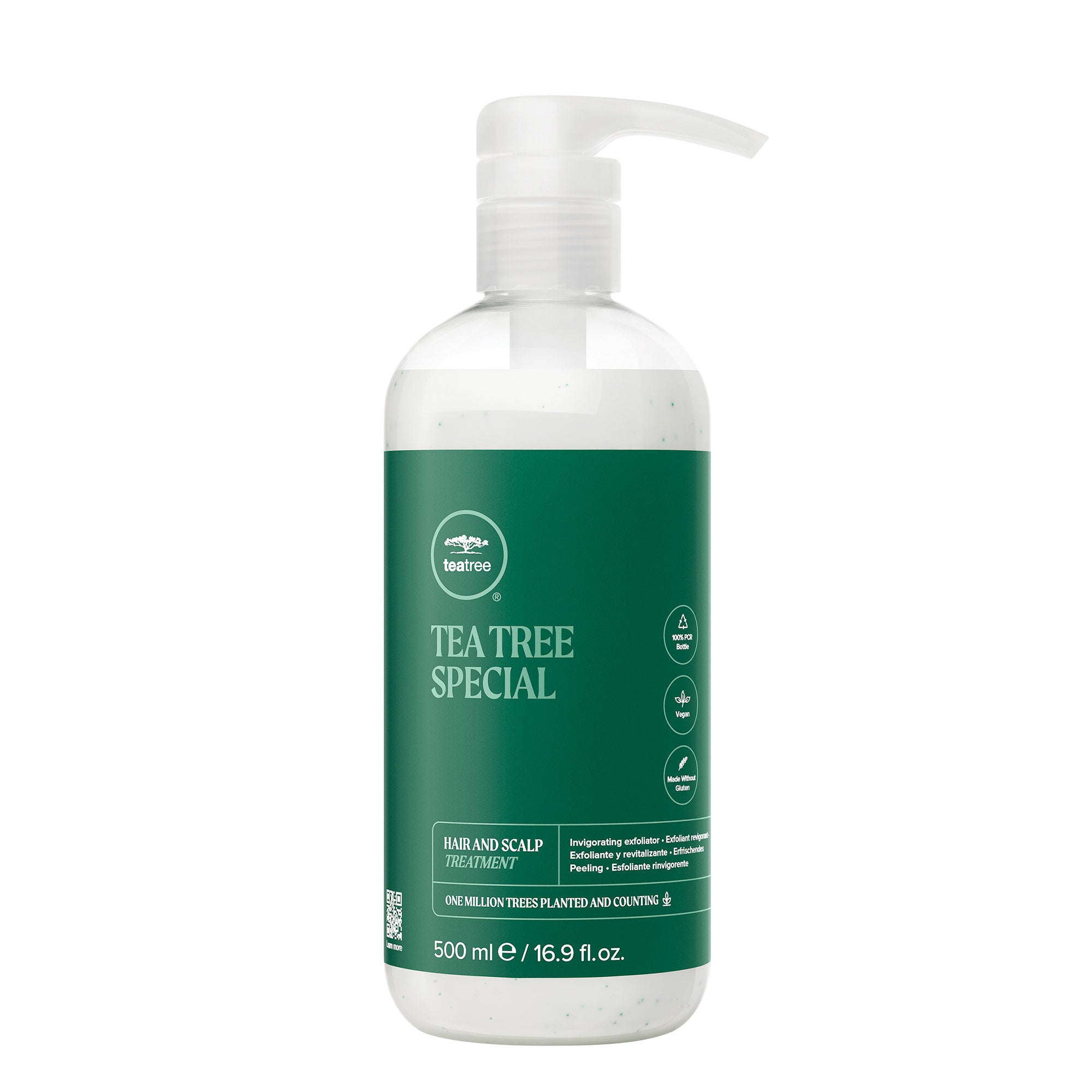 A tube of Tea Tree Special Hair and Scalp Treatment on a white background