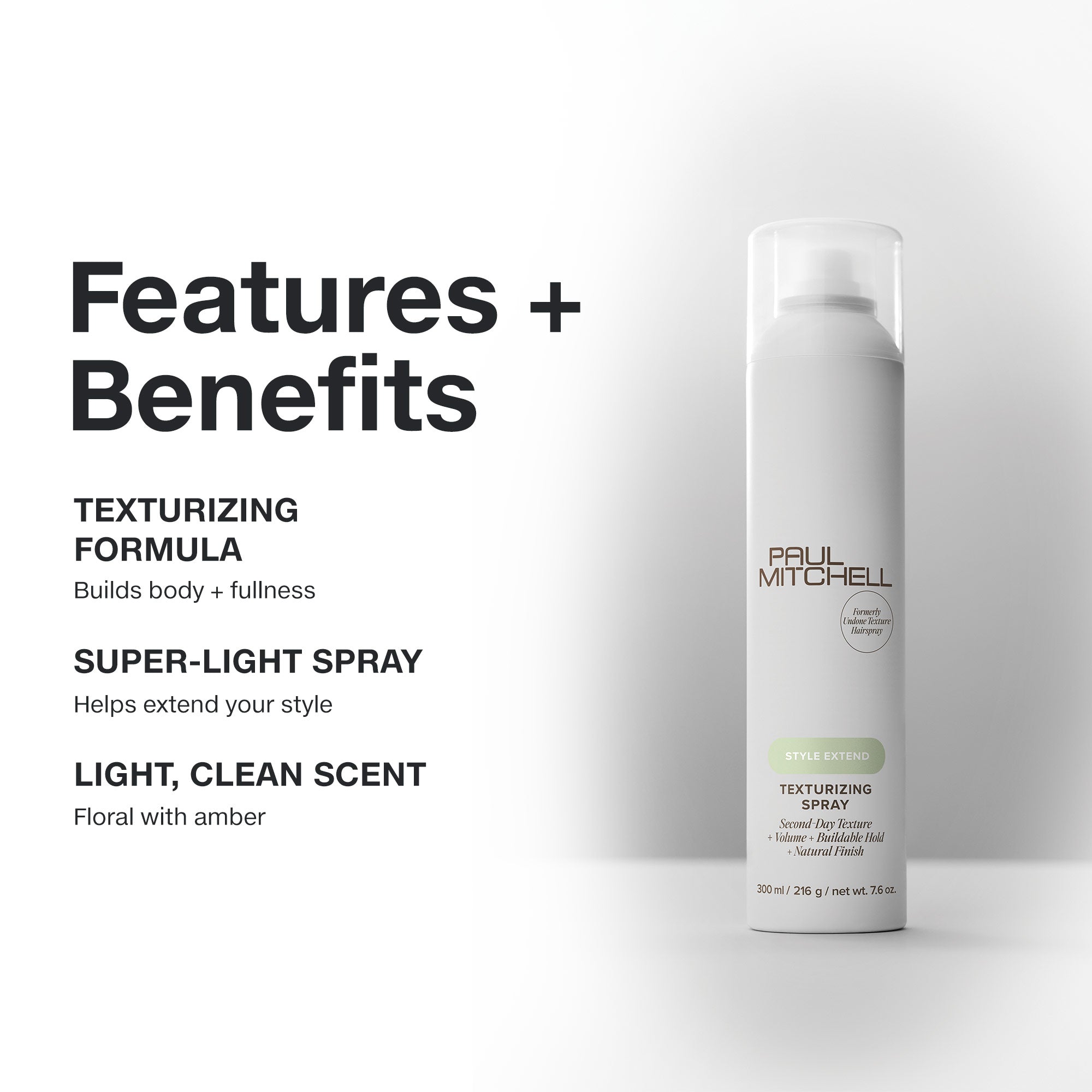 Paul Mitchell Texturizing Spray: texturizing formula that builds body and fullness with a light, clean scent.