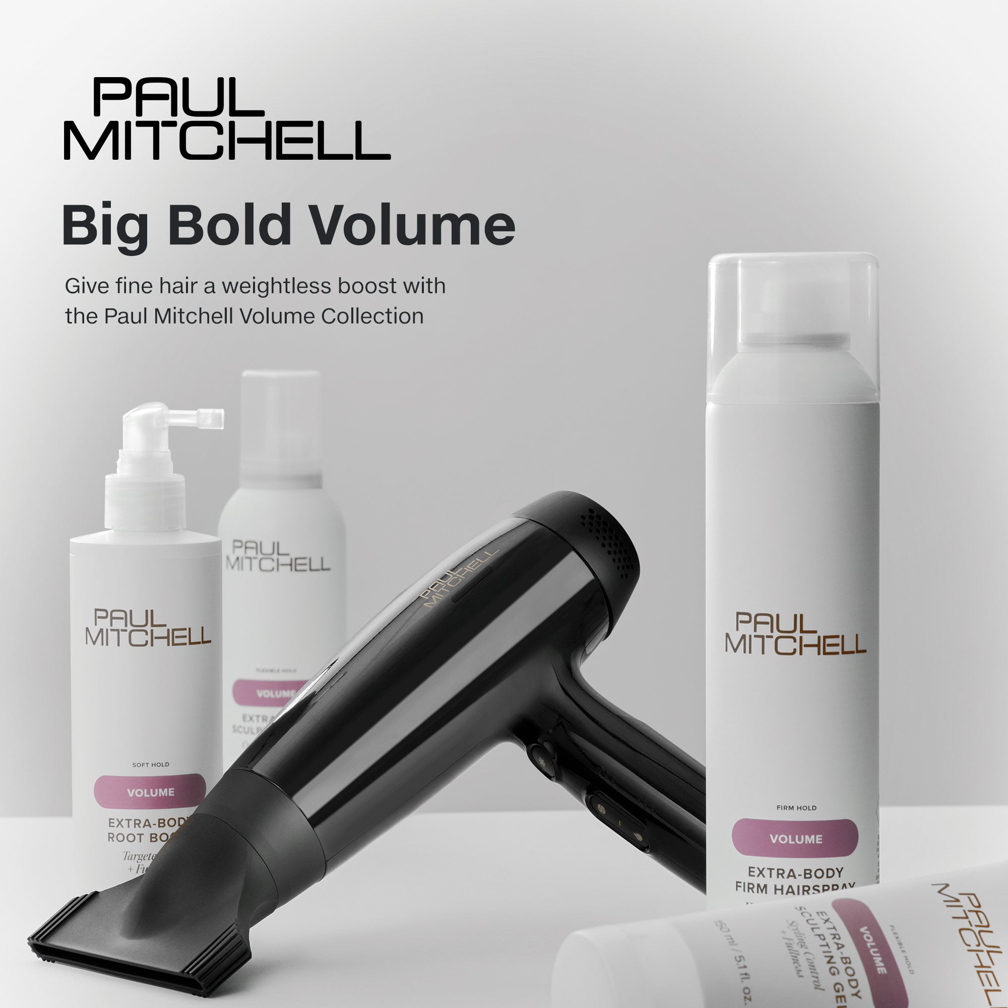Give fine hair a weightless boost with the Paul Mitchell Volume Collection.