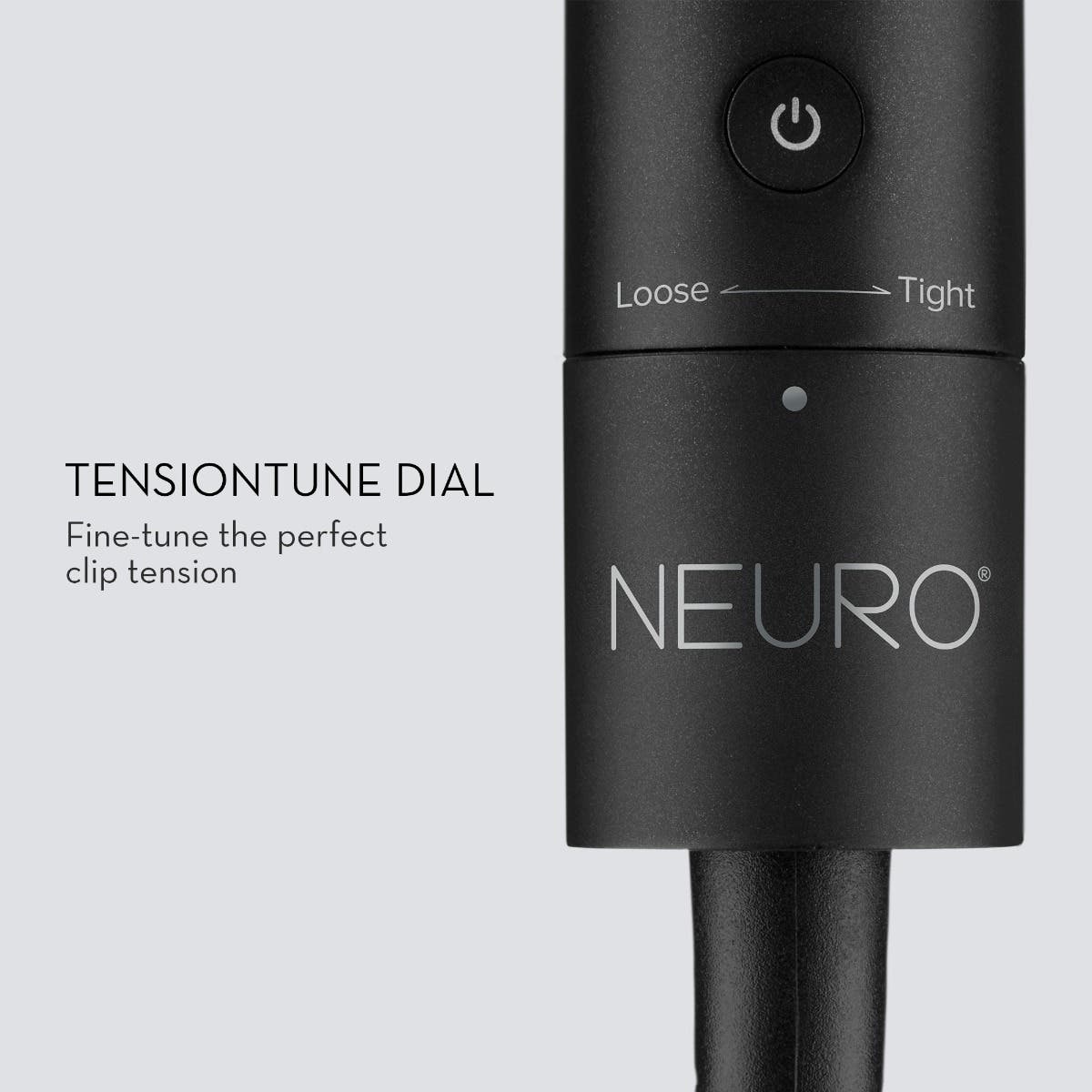 The Neuro Curl+ Ceramic Curling Iron features a TensionTune dial to fine-tune the perfect clip tension.