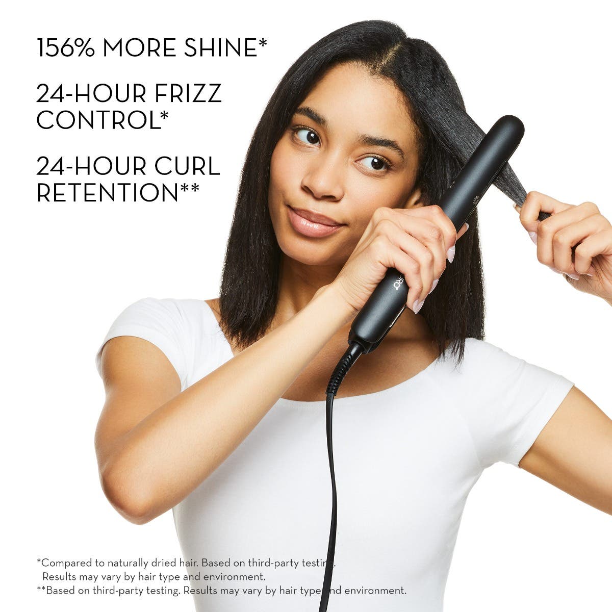 The Neuro Style+ 1" Smoothing & Straightening Iron provides 156% more shine, 24-hour frizz control and curl retention.