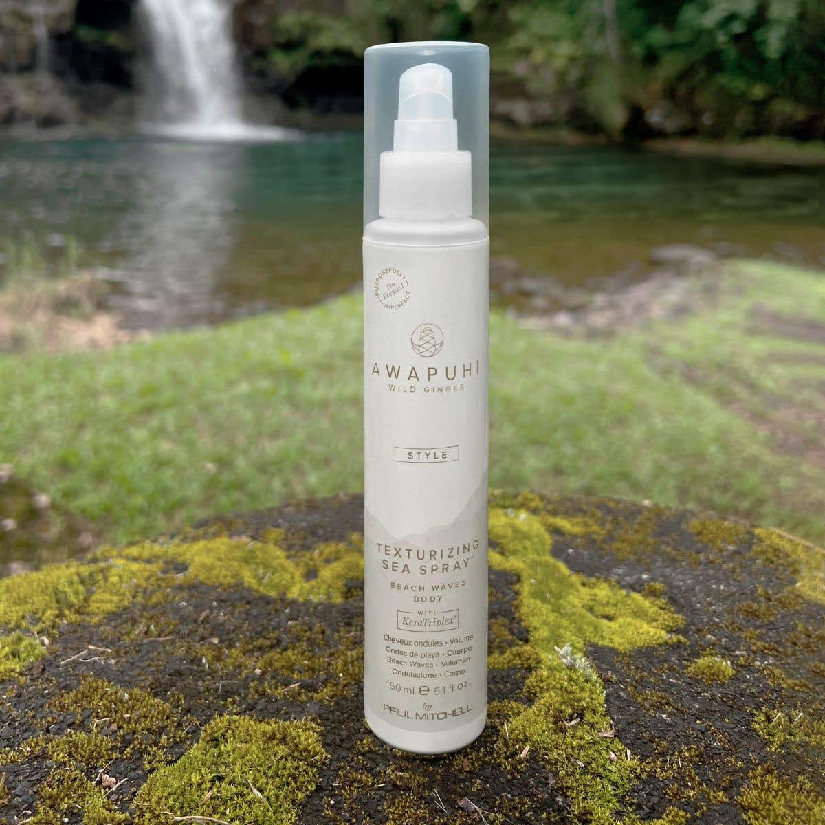Lifestyle image of Awapuhi Wild Ginger Texturizing Sea Spray in a Hawaiin Landscape