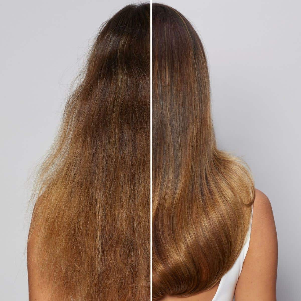 Before and after comparison of Bond Rx Leave-In Treatment