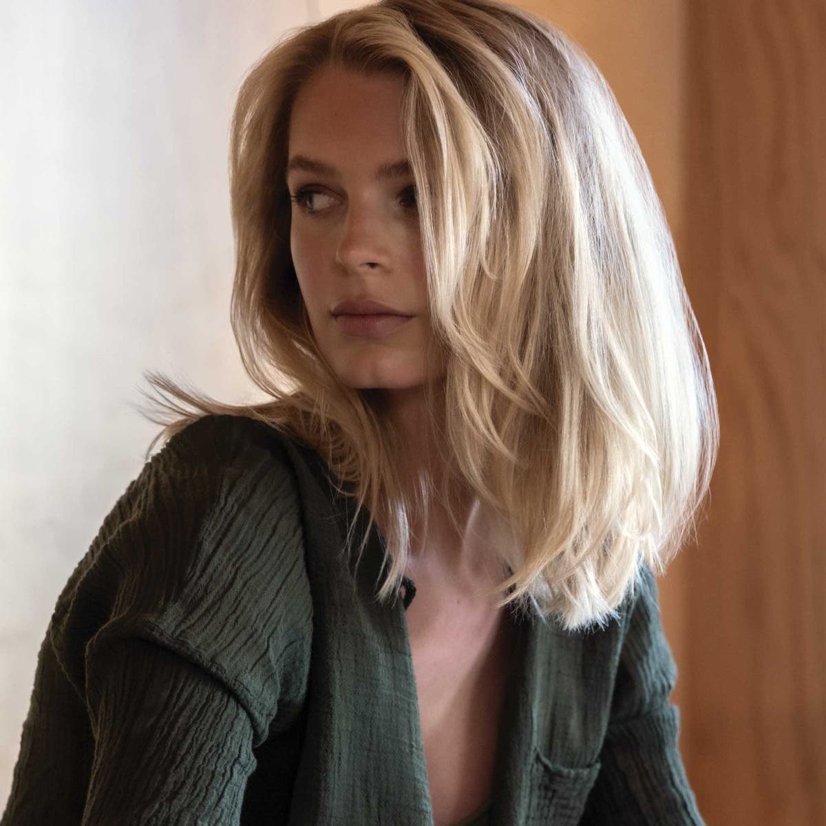 Tea Tree blonde haired female model in lifestyle setting