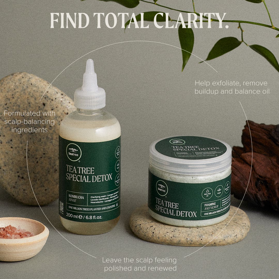 Tea Tree Special Detox infographic, image includes an artistic setting