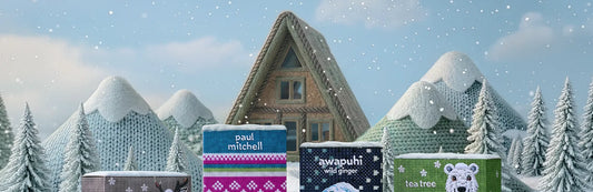 image of a snow-covered mountain range made from various fabrics and textiles