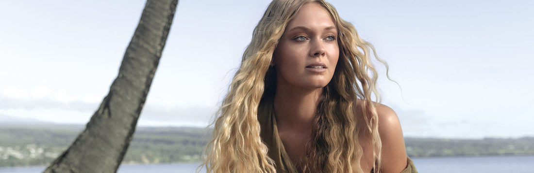image of a woman with long, blonde beach waves