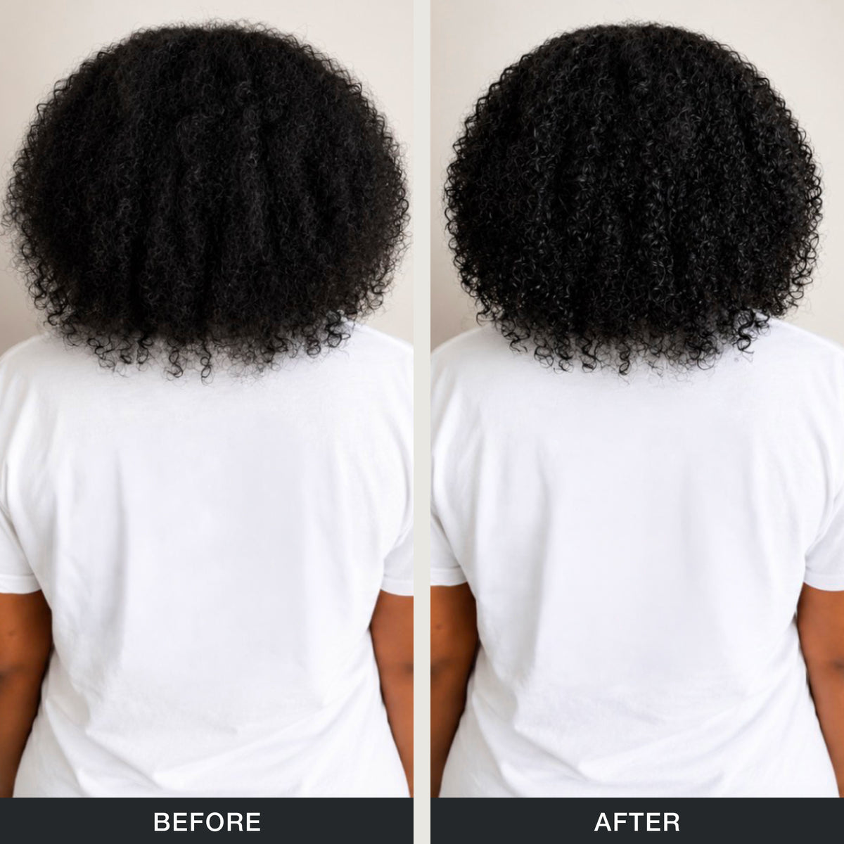 Curly haired before and after model