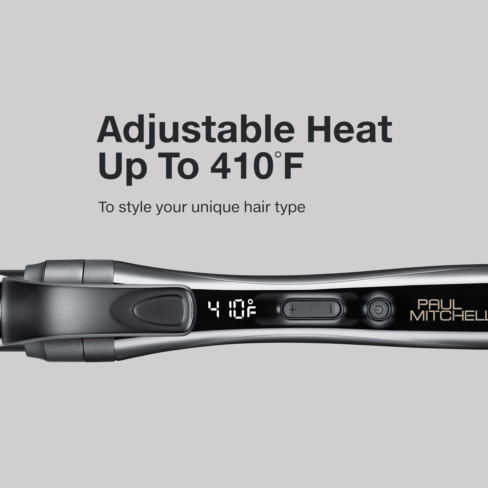The Paul Mitchell Clipped 3-in-1 Ceramic Interchangeable Curling Iron provides adjustable heat up to 410°F.