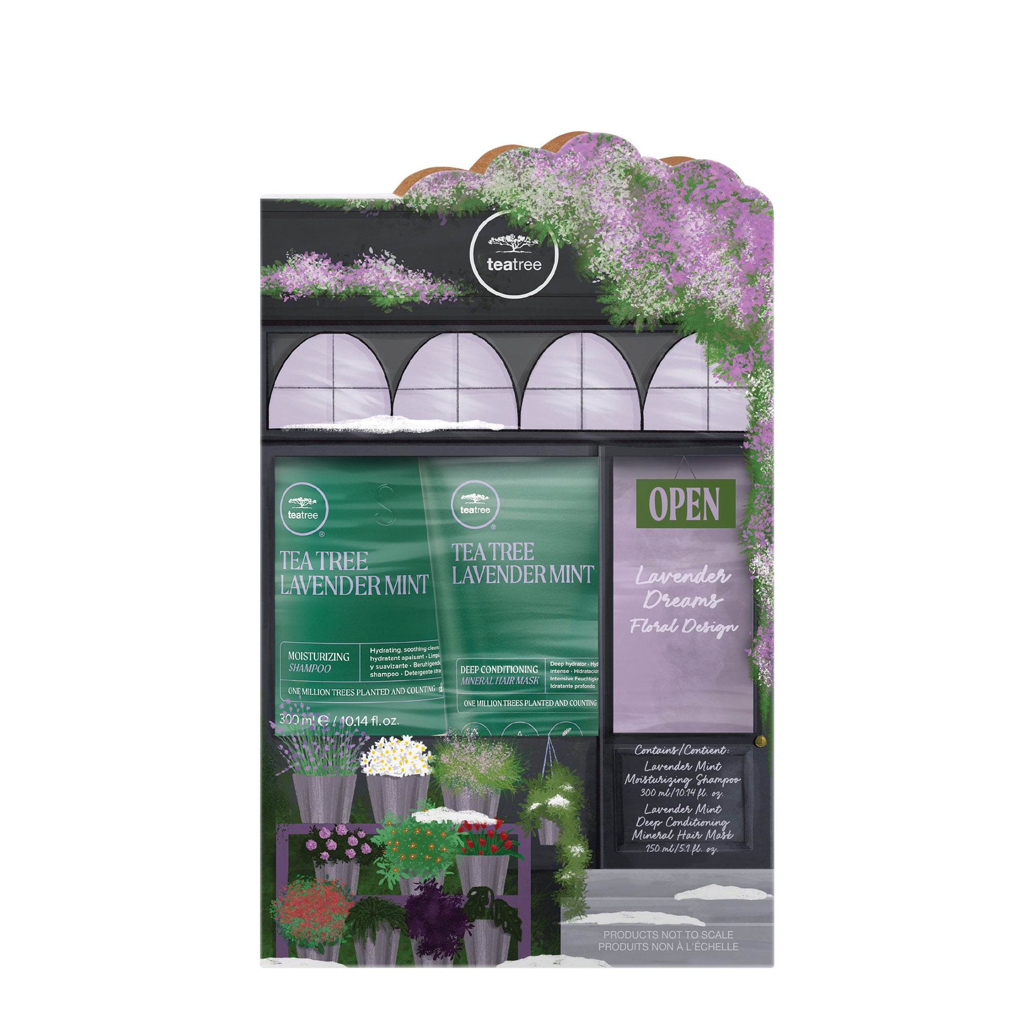 Tea Tree Lavender Mint Holiday Gift Set contains moisturizing shampoo, conditioner and a hair mask for dry hair.