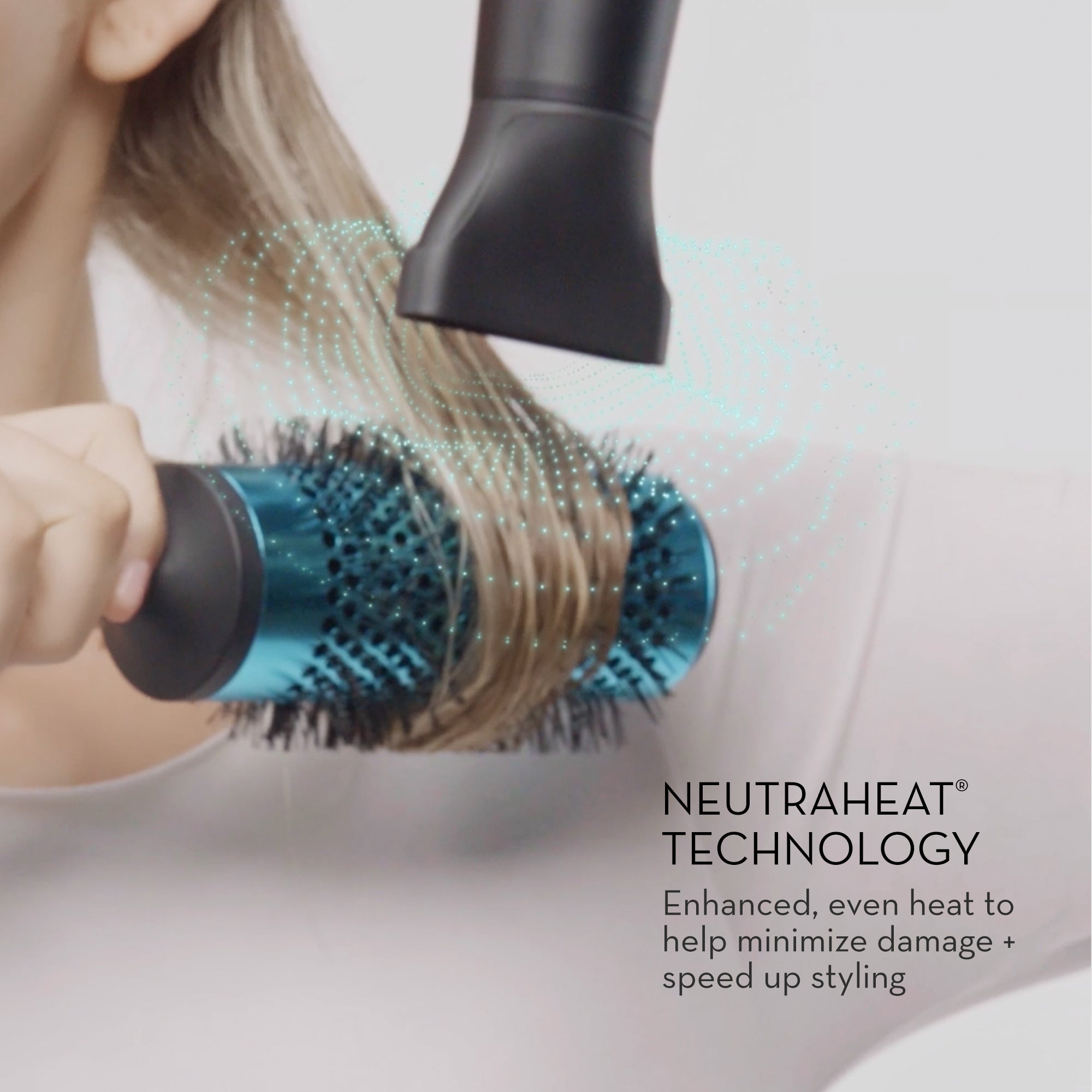 The Neuro Dry+ Hair Dryer features NeutraHeat® Technology for enhanced, even heat that minimizes damage + speeds up styling.