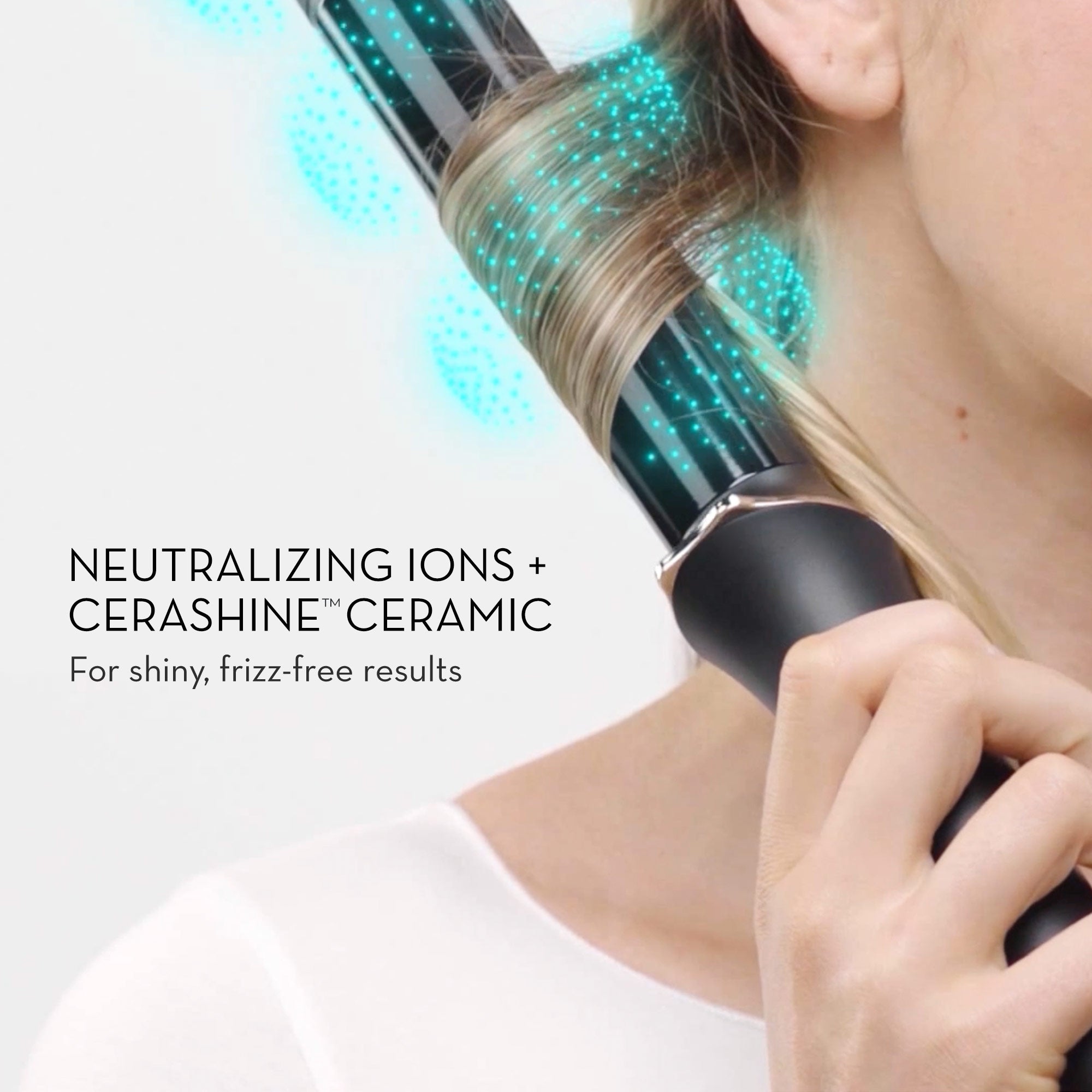 The Neuro Curl+ Ceramic Curling Iron has neutralizing ions and CeraShine ceramic for shiny, frizz-free results.