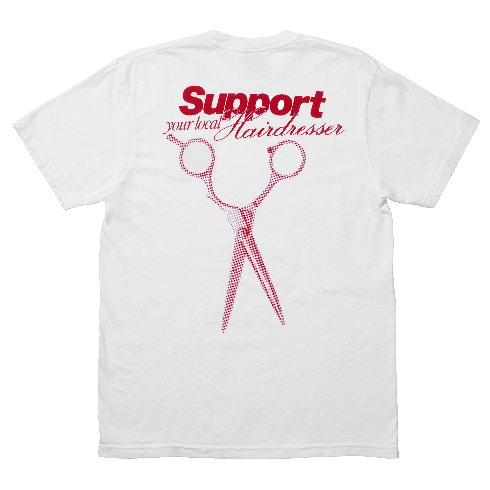 image of the Paul Mitchell Support Your Local Hairdresser T-Shirt, back