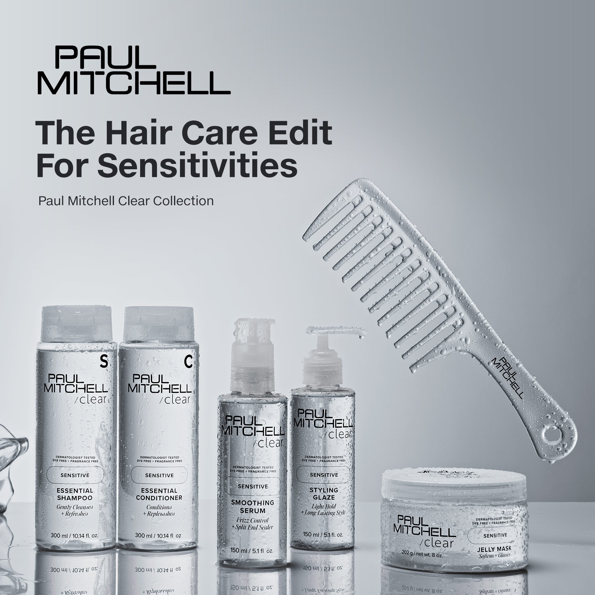 The Hair Care Edit For Sensitivities. Paul Mitchell Clear Collection.