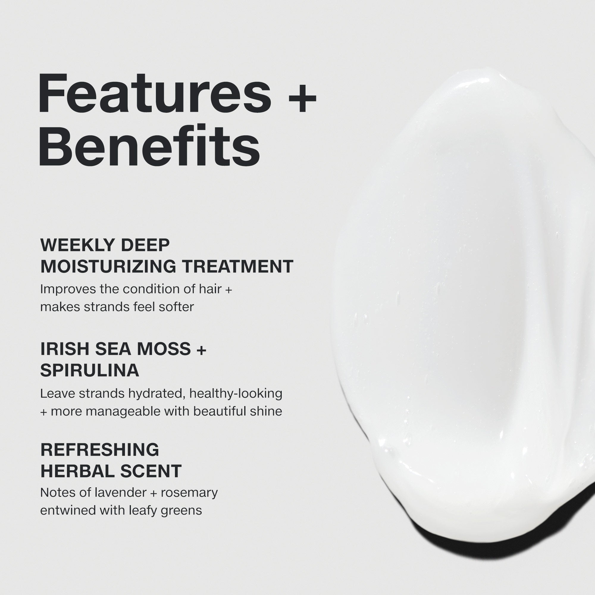 Features and benefits smear infographic for Paul Mitchell Super Chraged Treatment