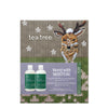 Limited-edition Tea Tree holiday gift set box with sweater pattern, ready to give and “Merry in Moisture” message.