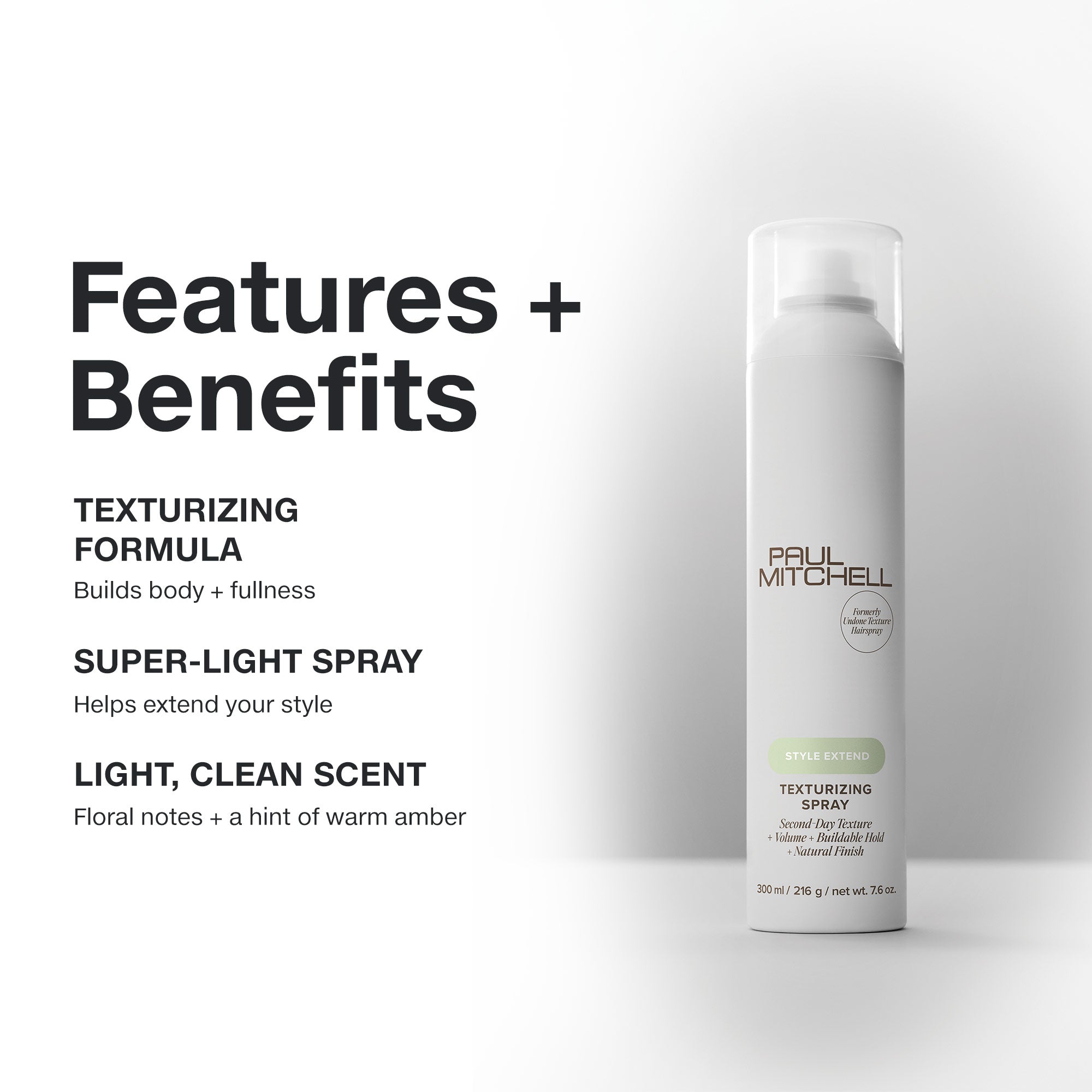 Paul Mitchell Texturizing Spray: texturizing formula that builds body and fullness with a light, clean scent.