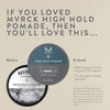 MVRCK High Hold Pomade is now MITCH High Hold Pomade in new PCR packaging with a graphic that indicates hold level.