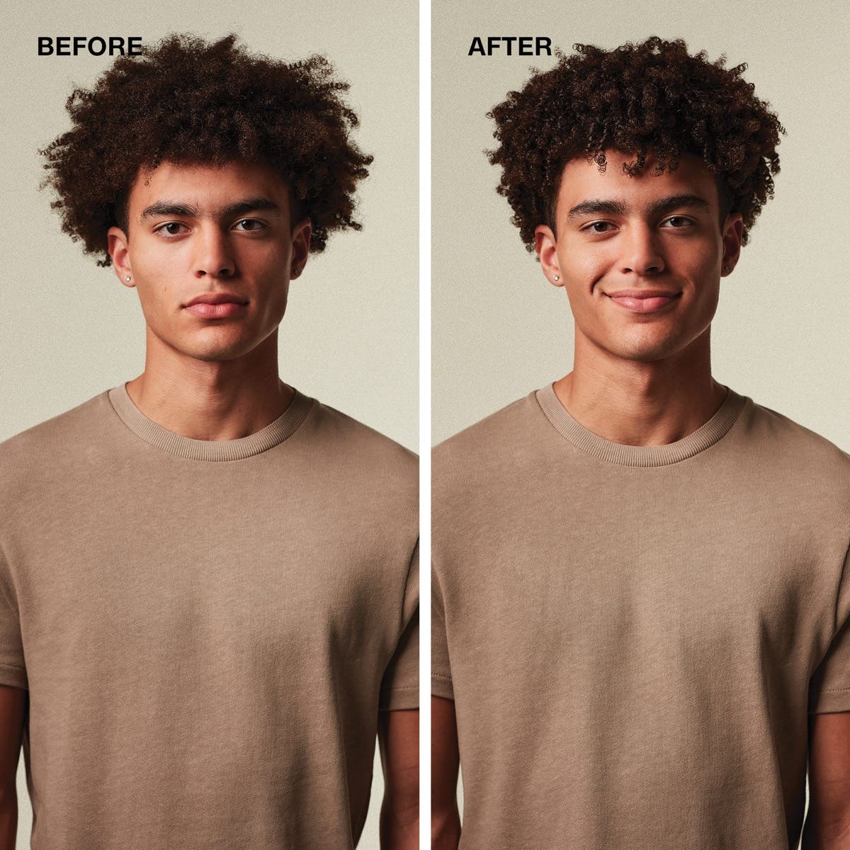 Before and after styling men’s coily hair with MITCH Original Pomade.