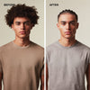 Before and after styling men’s coily hair to create a braided hairstyle with cornrows using MITCH High Hold Pomade.