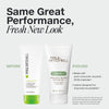 Paul Mitchell Straight Works Serum Gel in new PCR packaging with label designed for improved recyclability.